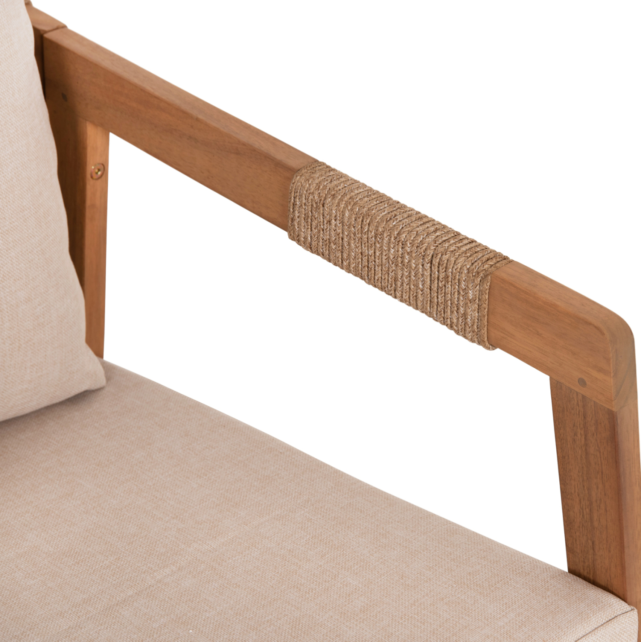 OUTDOOR LOUNGE SET 4PCS SAVANNA HM6442 ACACIA WOOD--ROPE--POLYESTER FABRIC IN BEIGE [9]