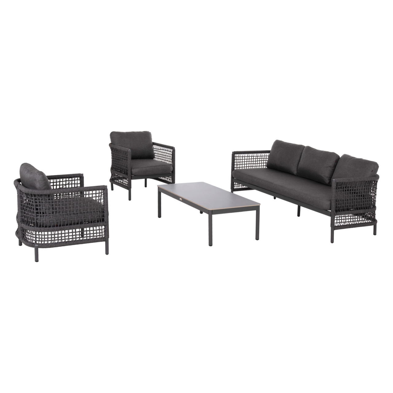 OUTDOOR LOUNGE SET 4PCS SONDRA HM6251.01 ALUMINUM-ROPE-CUSHIONS IN GREY [5]