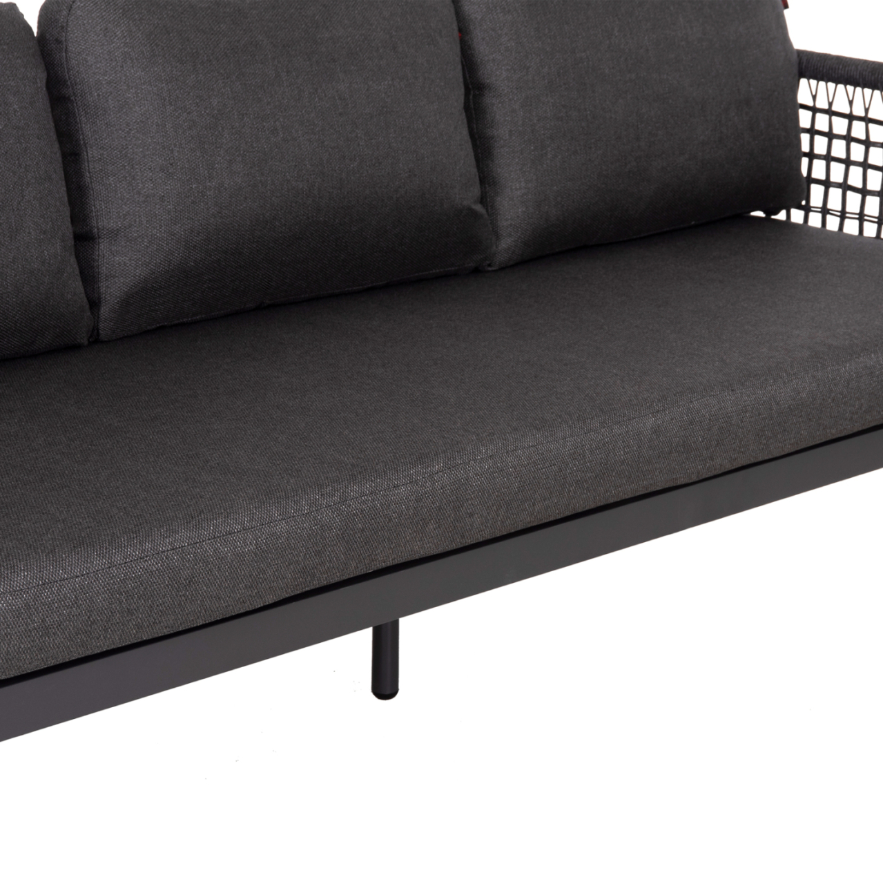 OUTDOOR LOUNGE SET 4PCS SONDRA HM6251.01 ALUMINUM-ROPE-CUSHIONS IN GREY [8]