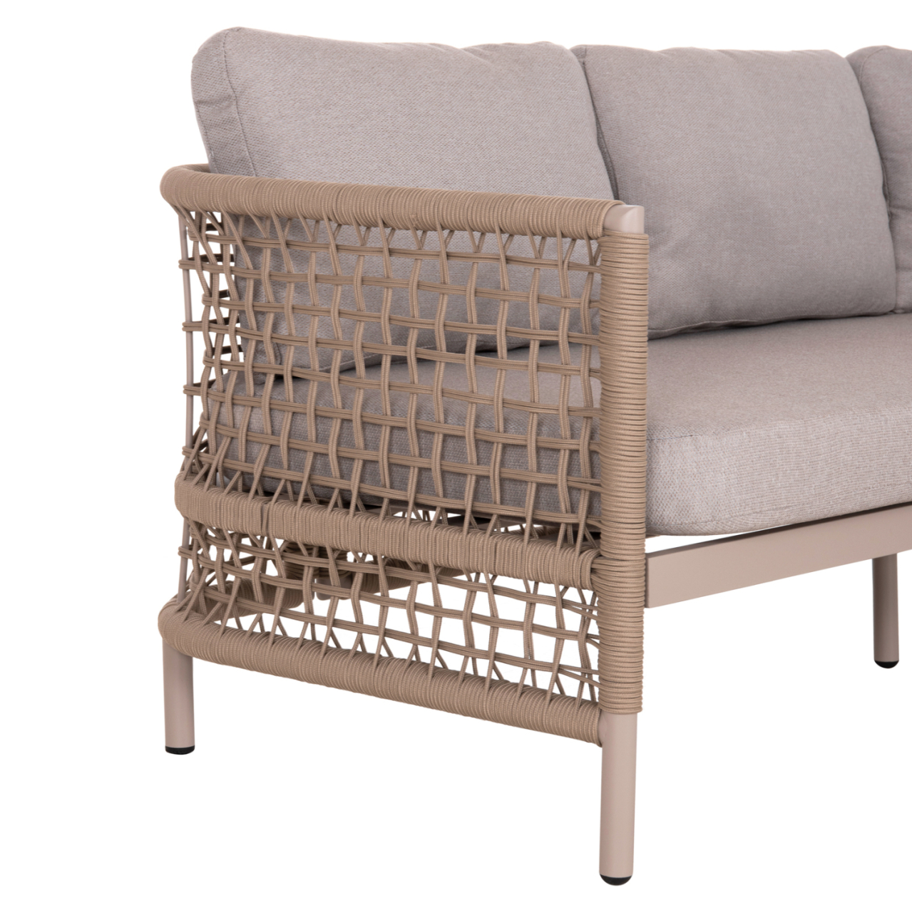 OUTDOOR LOUNGE SET 4PCS SONDRA HM6251.02 ALUMINUM and ROPE IN CAPPUCCINO--CUSHIONS IN BEIGE [9]