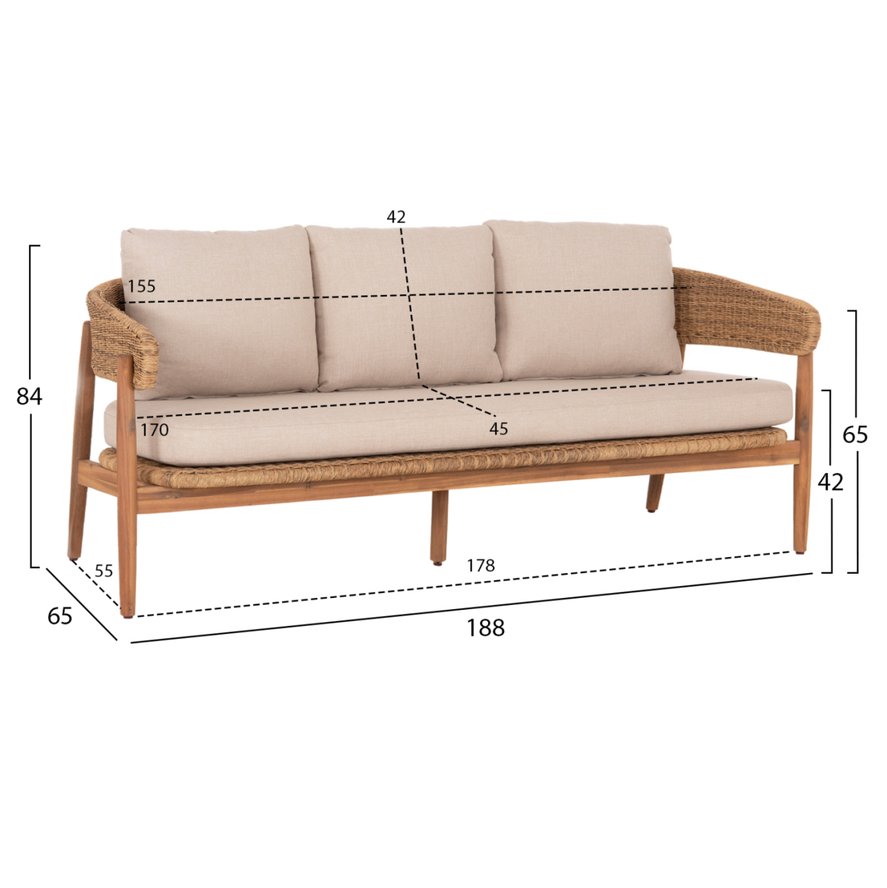 OUTDOOR LOUNGE SET 4PCS TERRA HM6449 ACACIA WOOD-ROPE--CUSHIONS IN BEIGE [2]