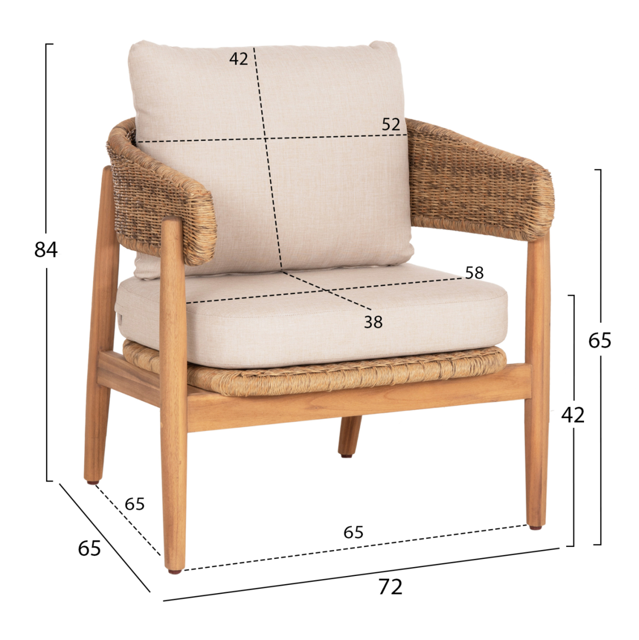OUTDOOR LOUNGE SET 4PCS TERRA HM6449 ACACIA WOOD-ROPE--CUSHIONS IN BEIGE [3]