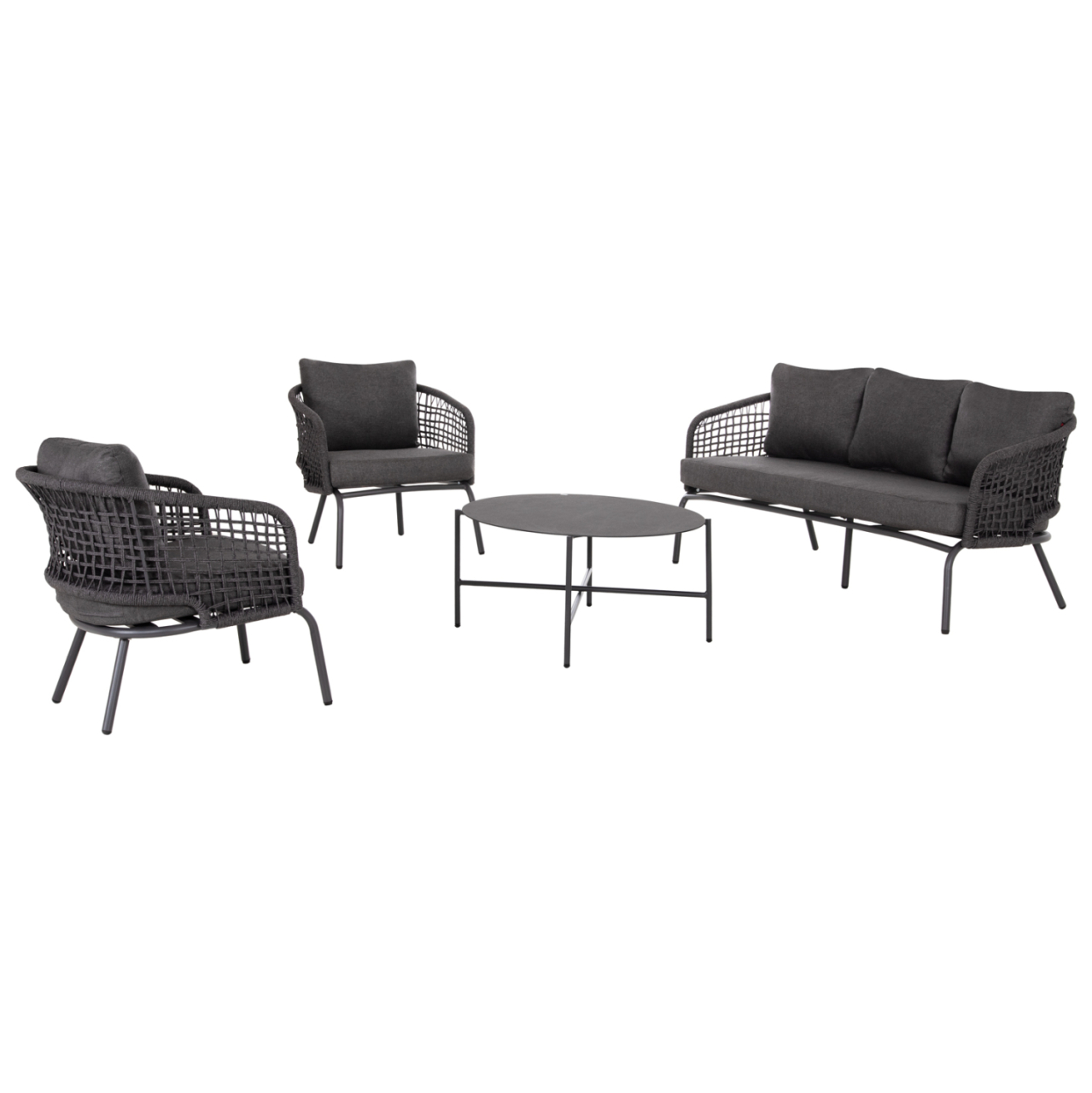 OUTDOOR LOUNGE SET 5-SEAT ELOWEN HM6508.01 ALUMINUM-ROPE-CUSHIONS---GREY [5]