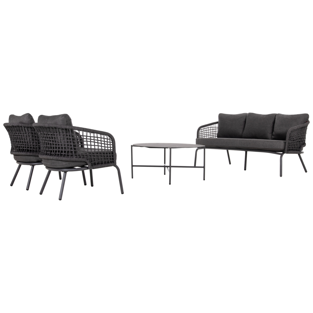 OUTDOOR LOUNGE SET 5-SEAT ELOWEN HM6508.01 ALUMINUM-ROPE-CUSHIONS---GREY [6]