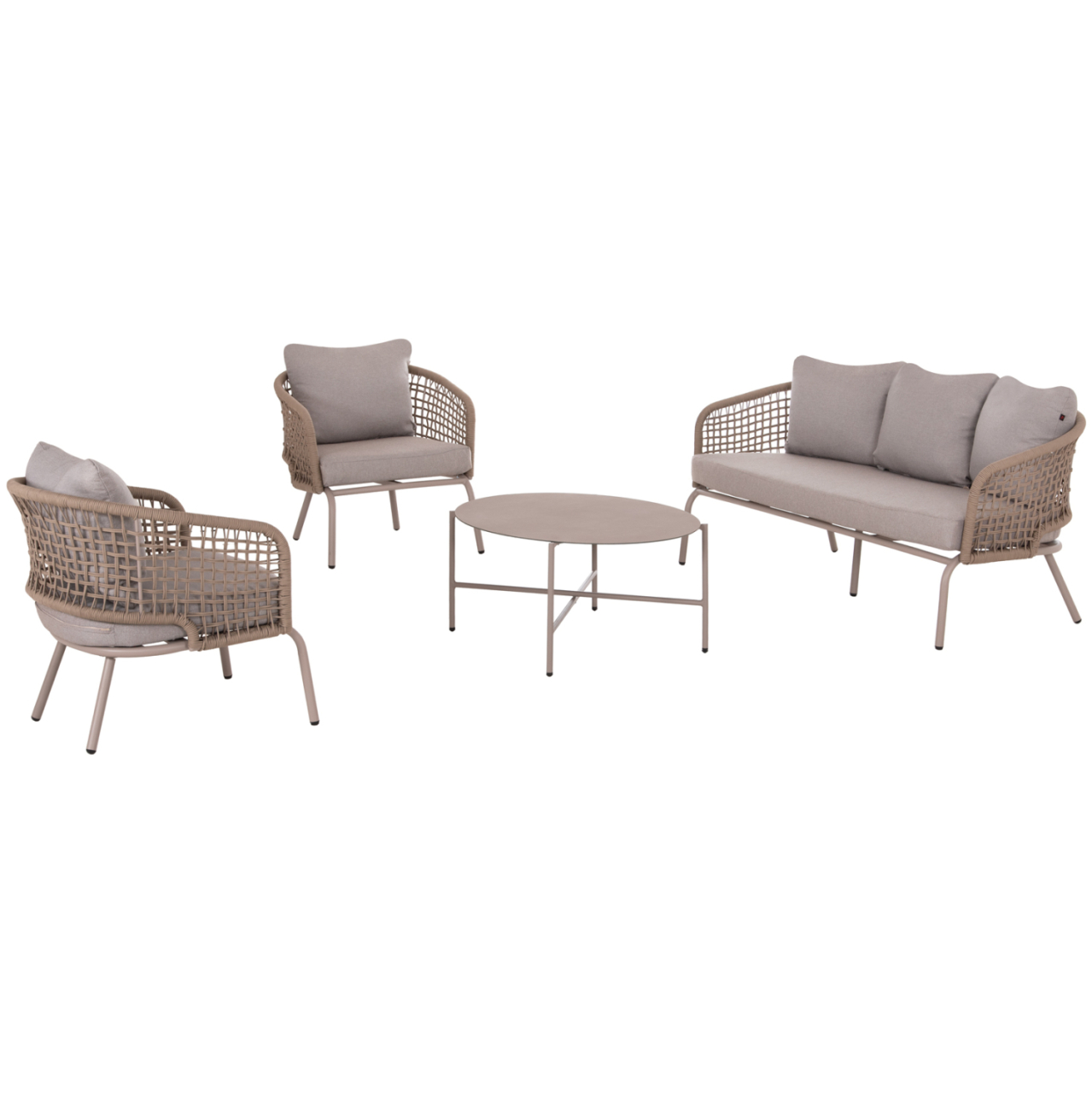 OUTDOOR LOUNGE SET 5-SEAT ELOWEN HM6508.02 ALUMINUM-ROPE IN BEIGE--CUSHIONS IN GREY [5]