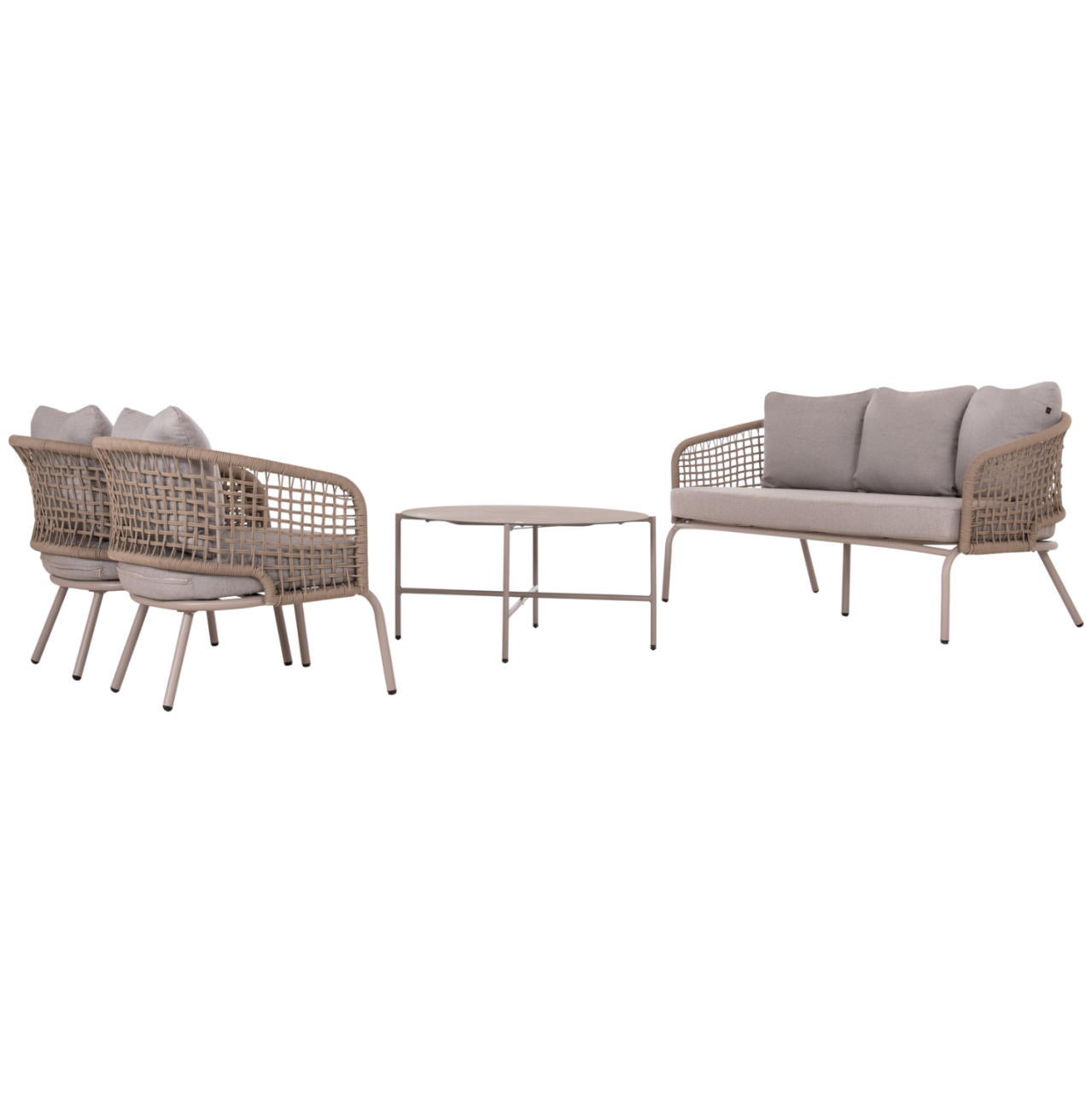 OUTDOOR LOUNGE SET 5-SEAT ELOWEN HM6508.02 ALUMINUM-ROPE IN BEIGE--CUSHIONS IN GREY [6]
