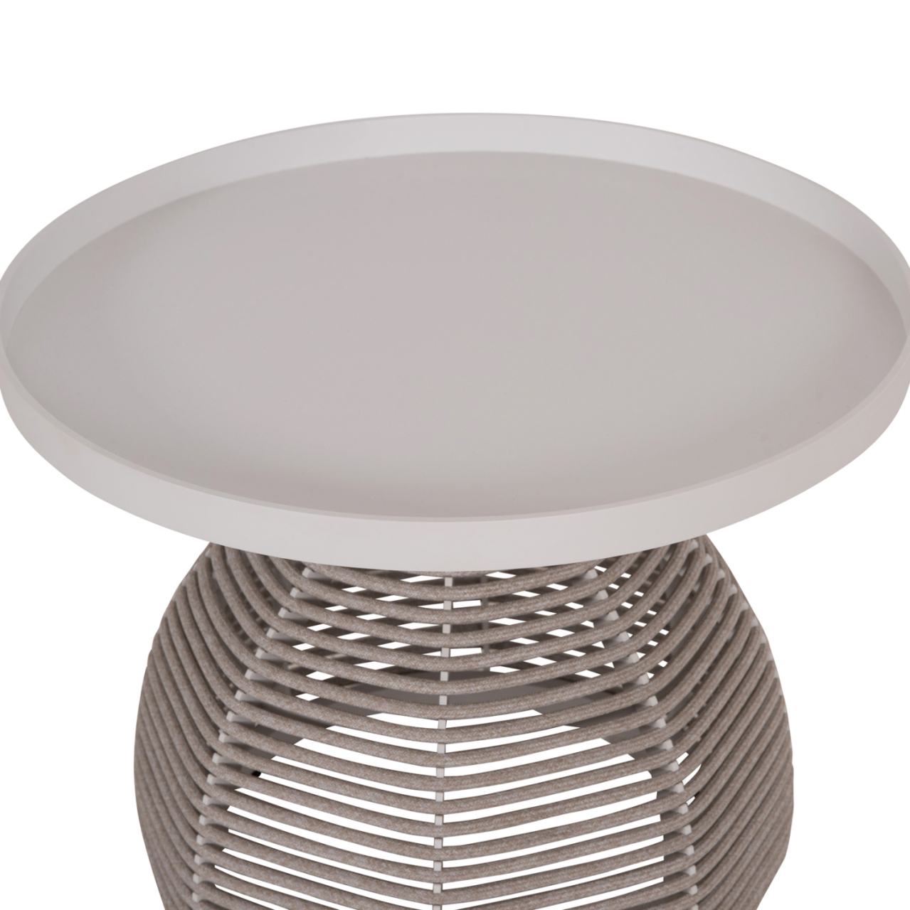 OUTDOOR LOUNGE SET 5PCS DRISCOLL HM6473.02 IVORY WHITE ALUMINUM--BEIGE ROPE and OLEFIN FABRIC [10]