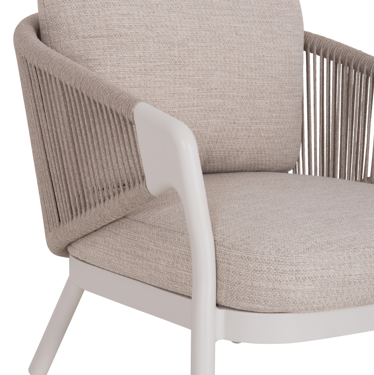 OUTDOOR LOUNGE SET 5PCS DRISCOLL HM6473.02 IVORY WHITE ALUMINUM--BEIGE ROPE and OLEFIN FABRIC [9]
