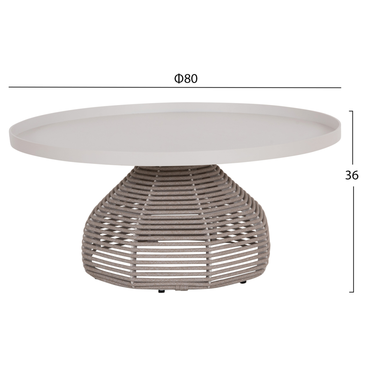 OUTDOOR LOUNGE SET 5PCS DRISCOLL HM6473.02 IVORY WHITE ALUMINUM--BEIGE ROPE and OLEFIN FABRIC [4]