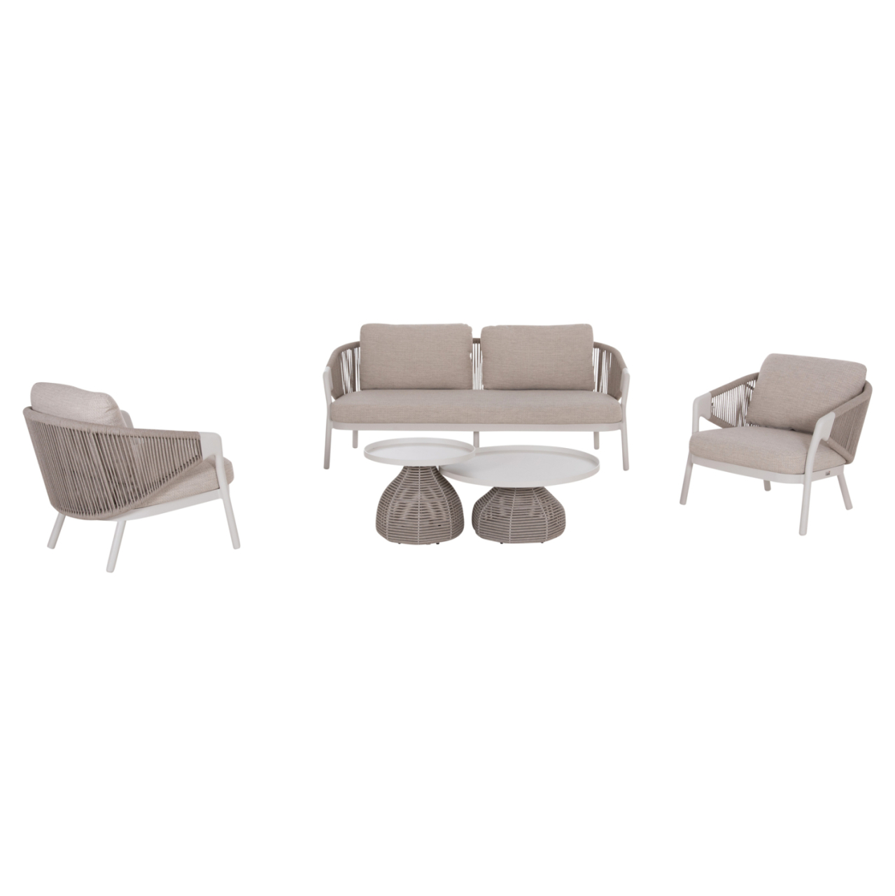 OUTDOOR LOUNGE SET 5PCS DRISCOLL HM6473.02 IVORY WHITE ALUMINUM--BEIGE ROPE and OLEFIN FABRIC [7]