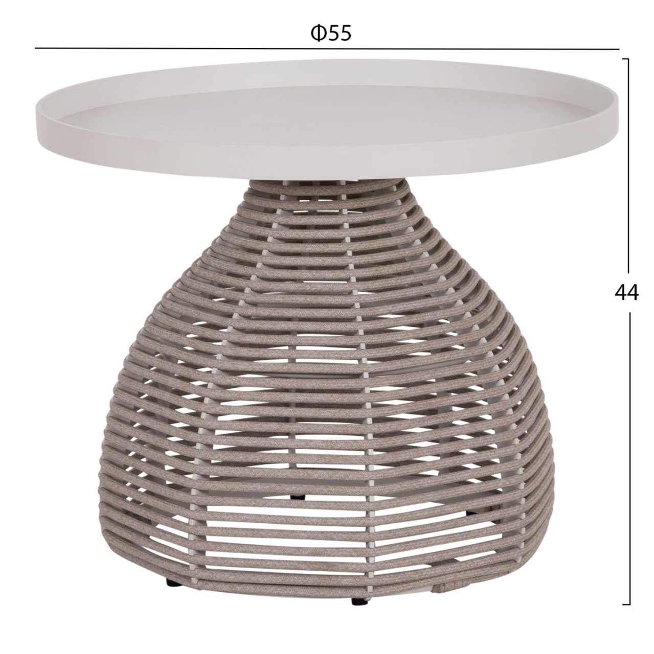 OUTDOOR LOUNGE SET 5PCS DRISCOLL HM6473.02 IVORY WHITE ALUMINUM--BEIGE ROPE and OLEFIN FABRIC [5]