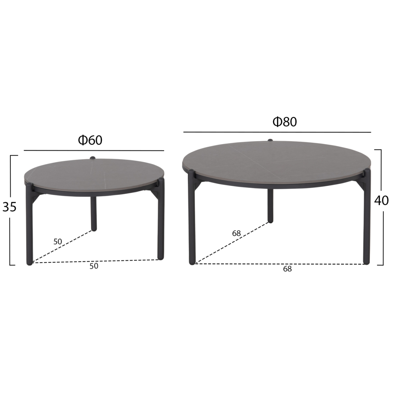 OUTDOOR LOUNGE SET 5PCS MEMFIS HM6470.01 ALUMINUM-ROPE-CERAMIC TOP---GREY [4]