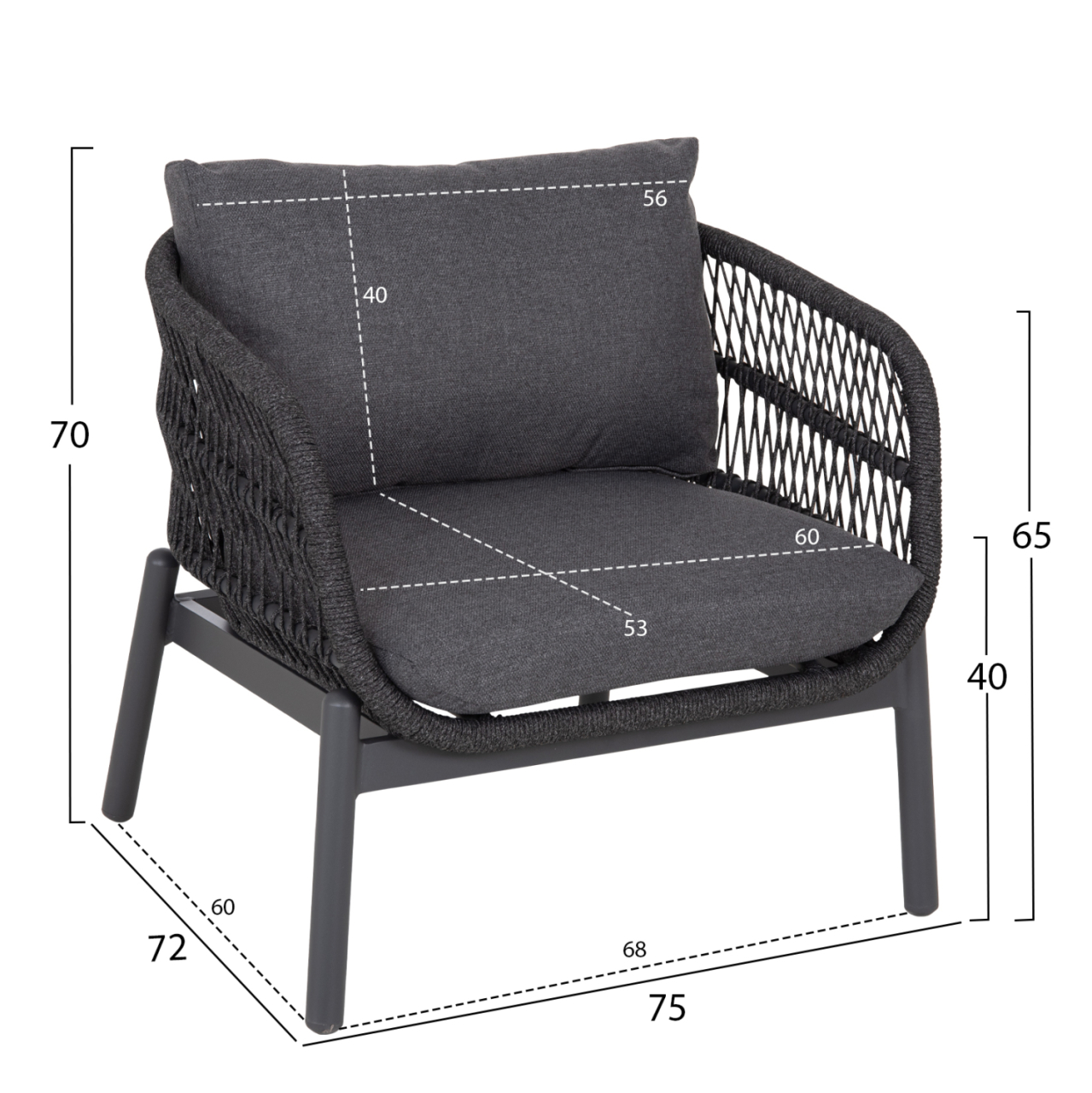 OUTDOOR LOUNGE SET 5PCS MEMFIS HM6470.01 ALUMINUM-ROPE-CERAMIC TOP---GREY [3]
