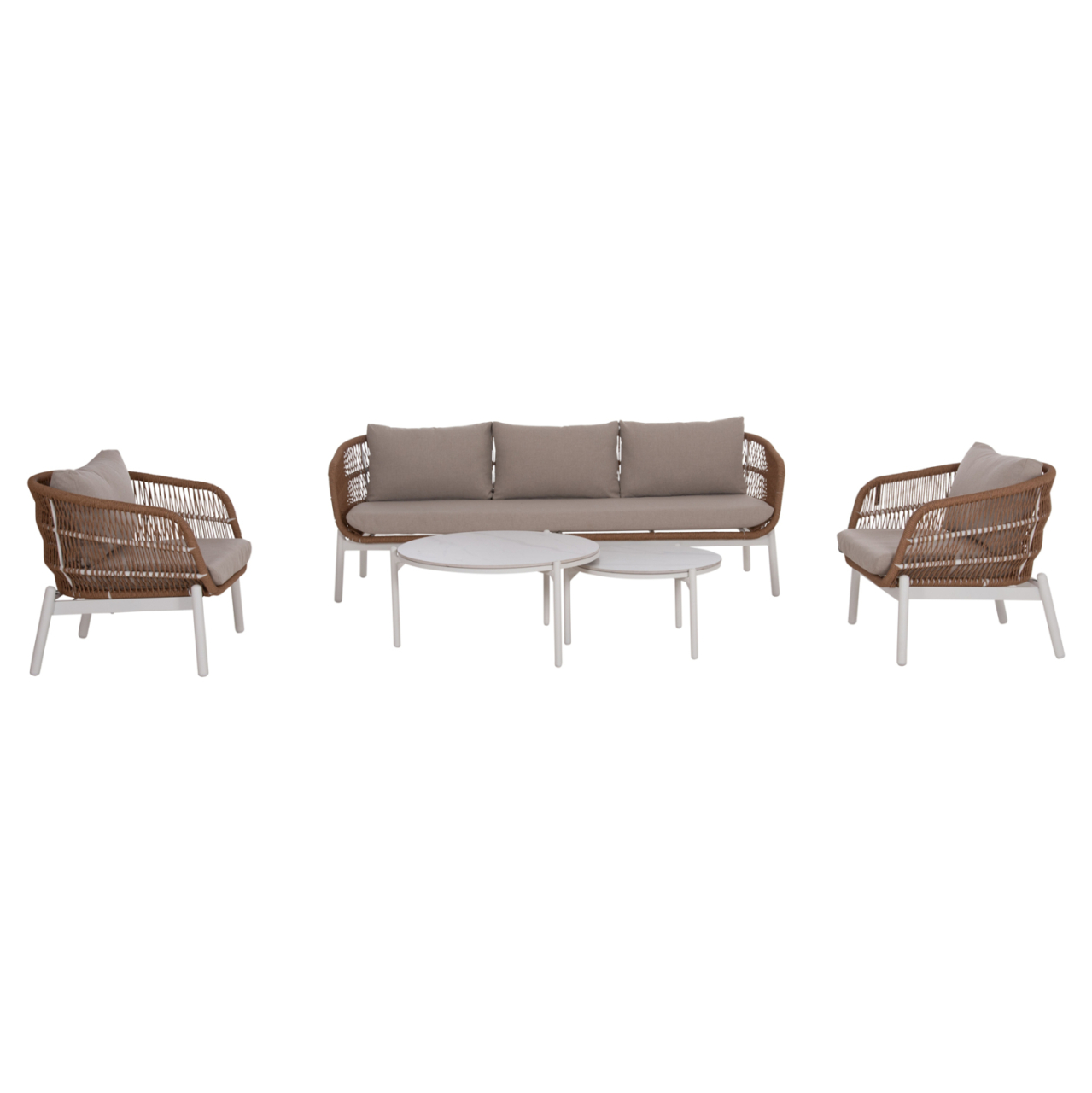 OUTDOOR LOUNGE SET 5PCS MEMFIS HM6470.03 ALUMINUM-ROPE-CERAMIC TOP--WHITE [6]