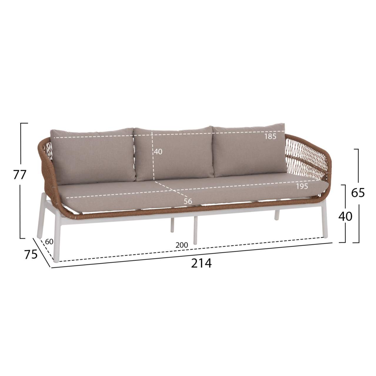 OUTDOOR LOUNGE SET 5PCS MEMFIS HM6470.03 ALUMINUM-ROPE-CERAMIC TOP--WHITE [2]
