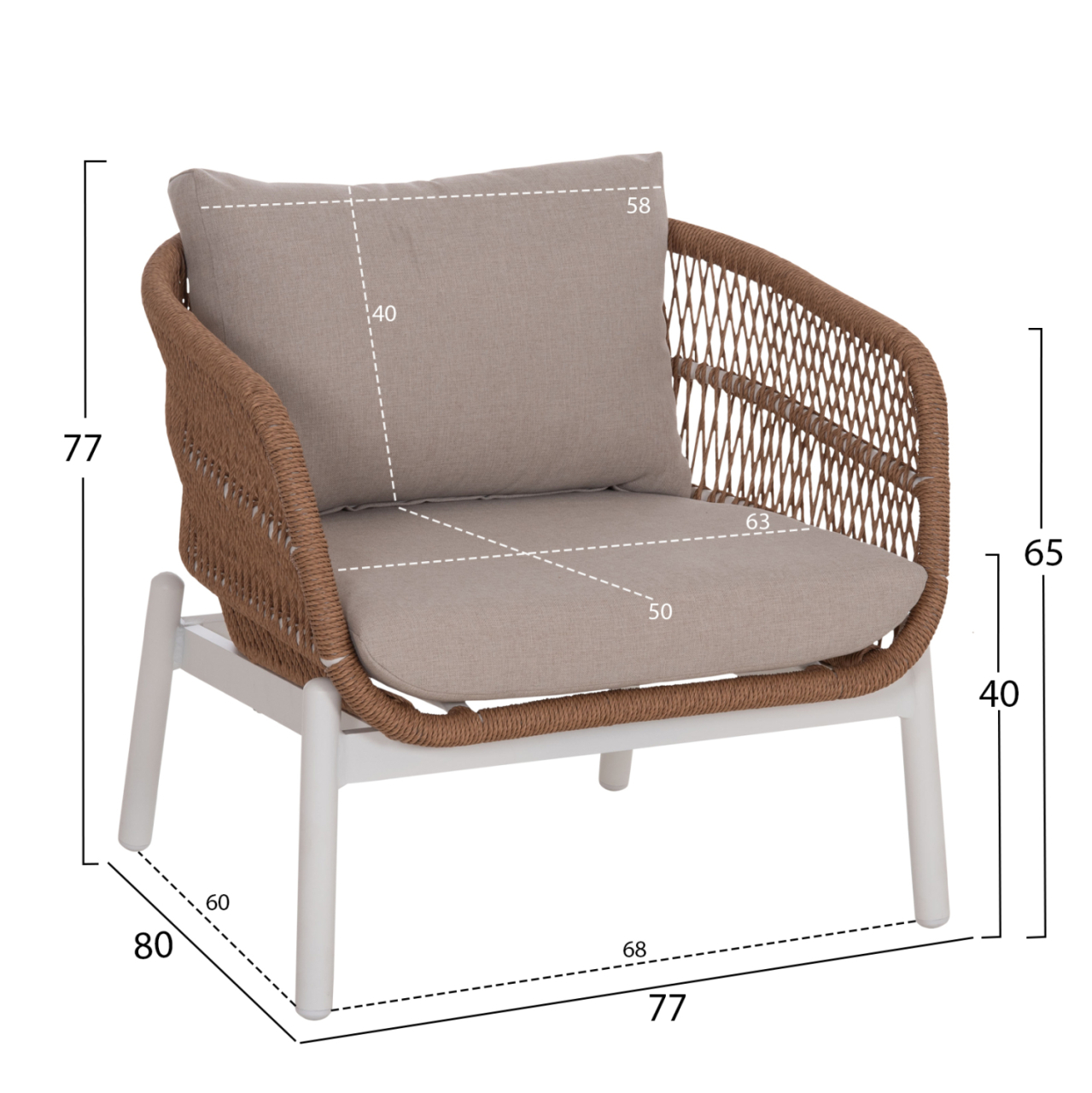 OUTDOOR LOUNGE SET 5PCS MEMFIS HM6470.03 ALUMINUM-ROPE-CERAMIC TOP--WHITE [3]