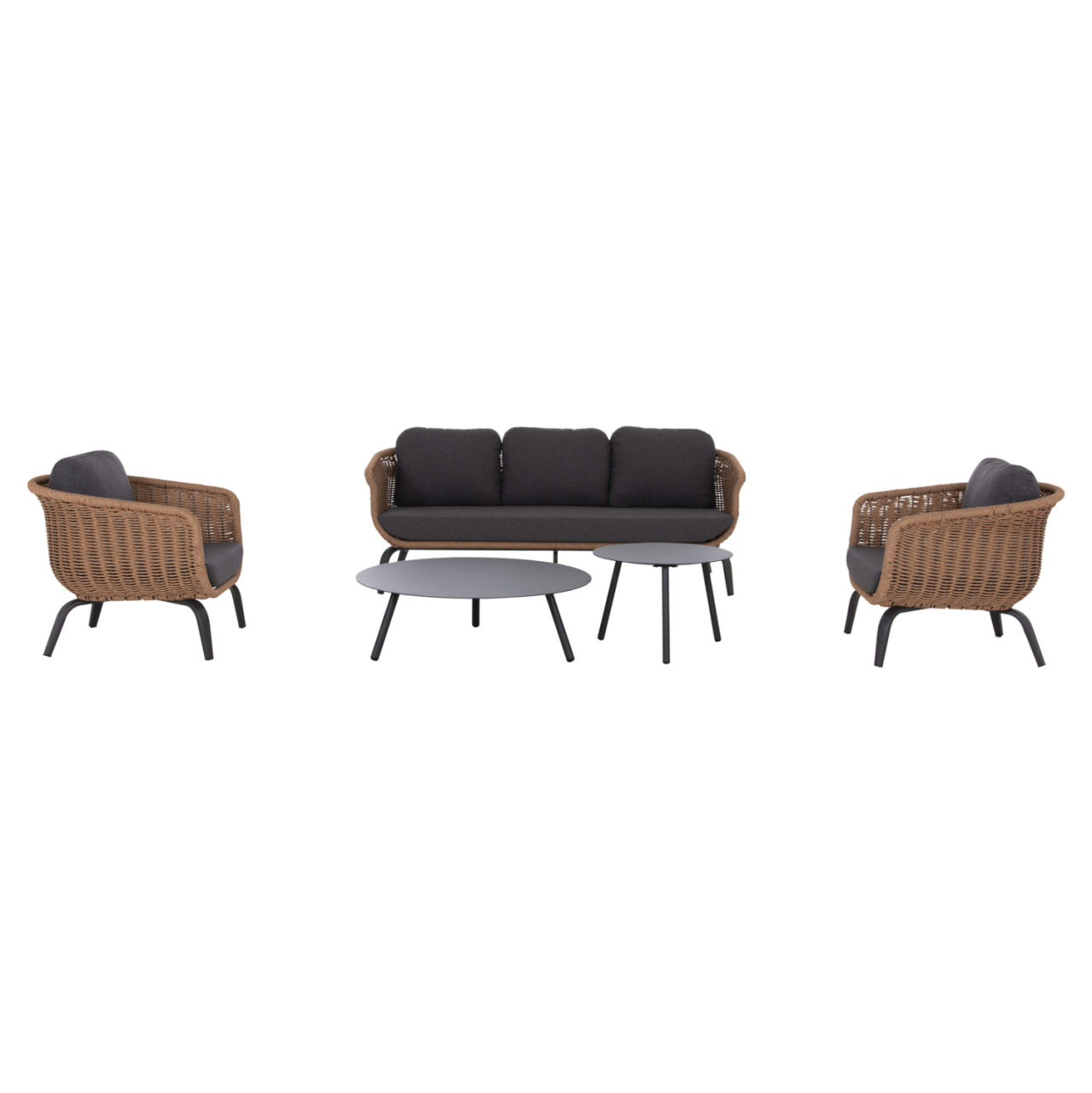 OUTDOOR LOUNGE SET 5PCS STERN HM6555.01 ALUMINUM and OLEFIN IN GREY--TWIST WICKER IN NATURAL [5]