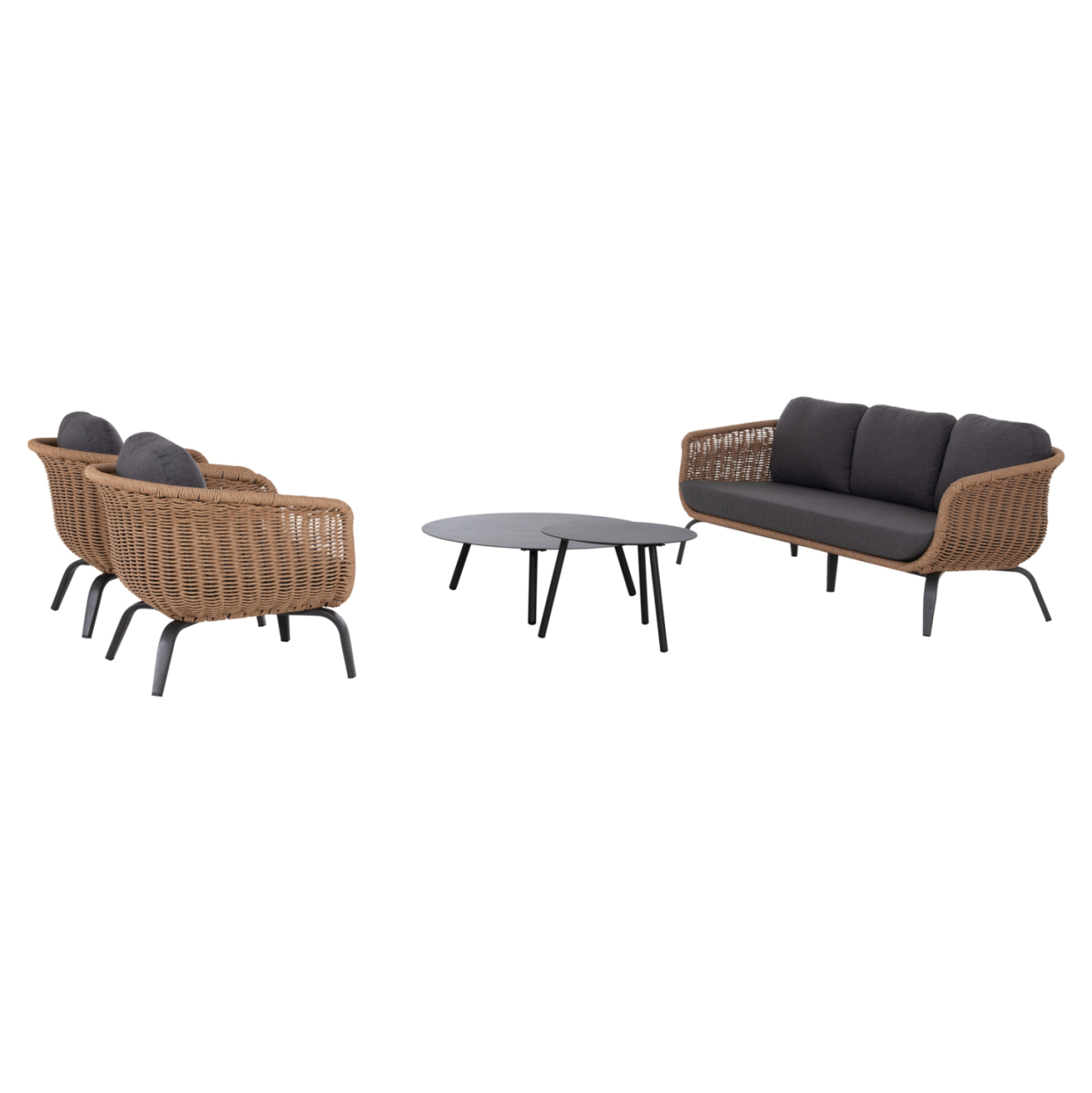 OUTDOOR LOUNGE SET 5PCS STERN HM6555.01 ALUMINUM and OLEFIN IN GREY--TWIST WICKER IN NATURAL [7]