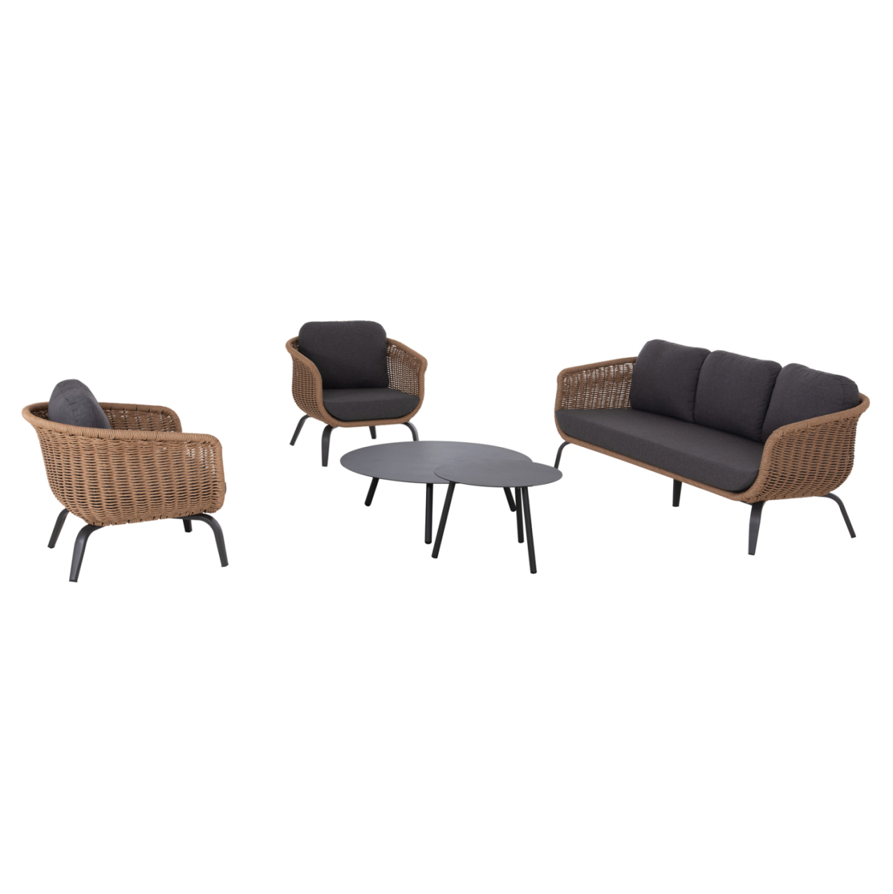 OUTDOOR LOUNGE SET 5PCS STERN HM6555.01 ALUMINUM and OLEFIN IN GREY--TWIST WICKER IN NATURAL [6]