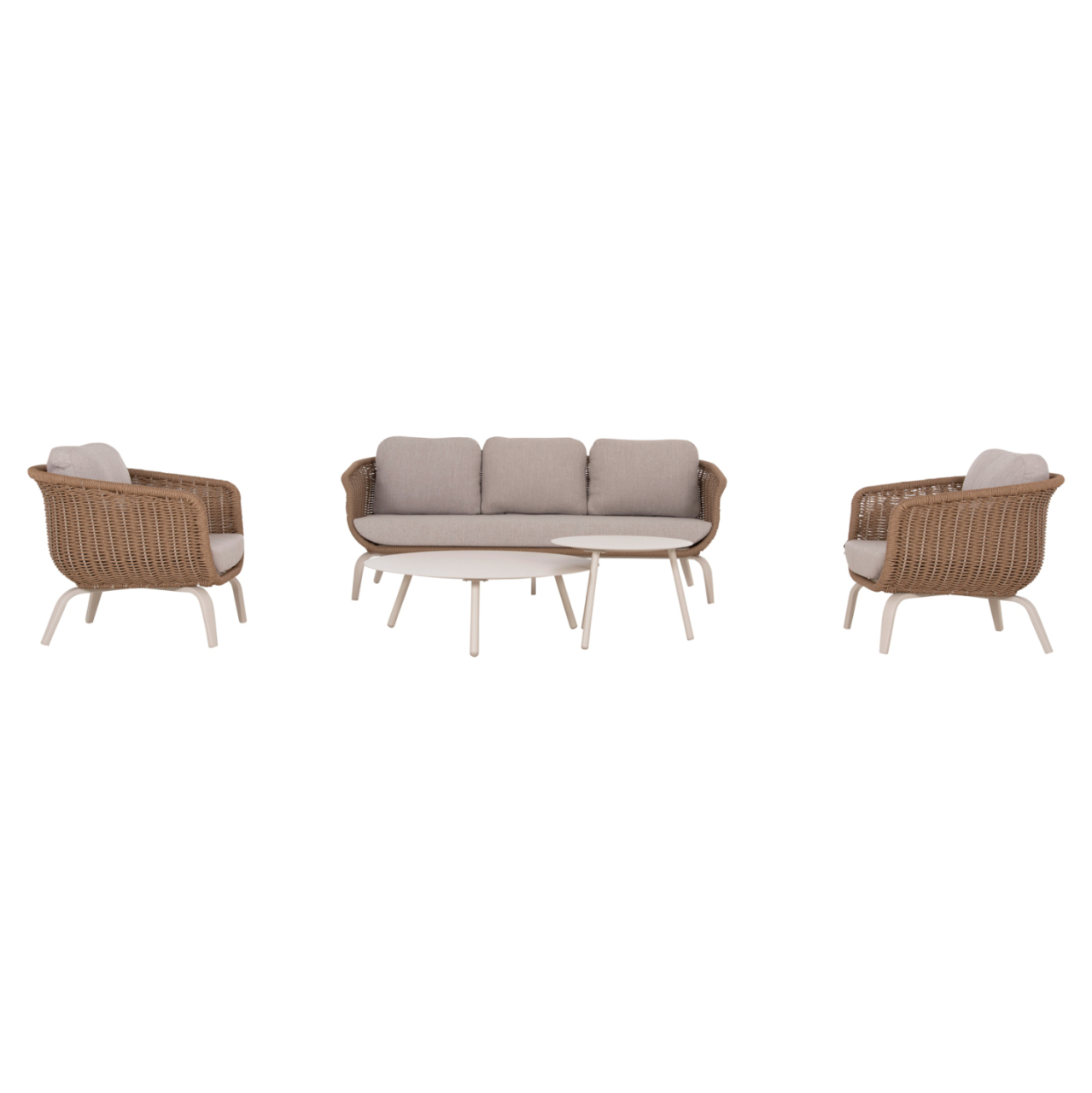 OUTDOOR LOUNGE SET 5PCS STERN HM6555.02 ALUMINUM and OLEFIN IN LIGHT BEIGE--TWIST WICKER IN NATURAL [5]