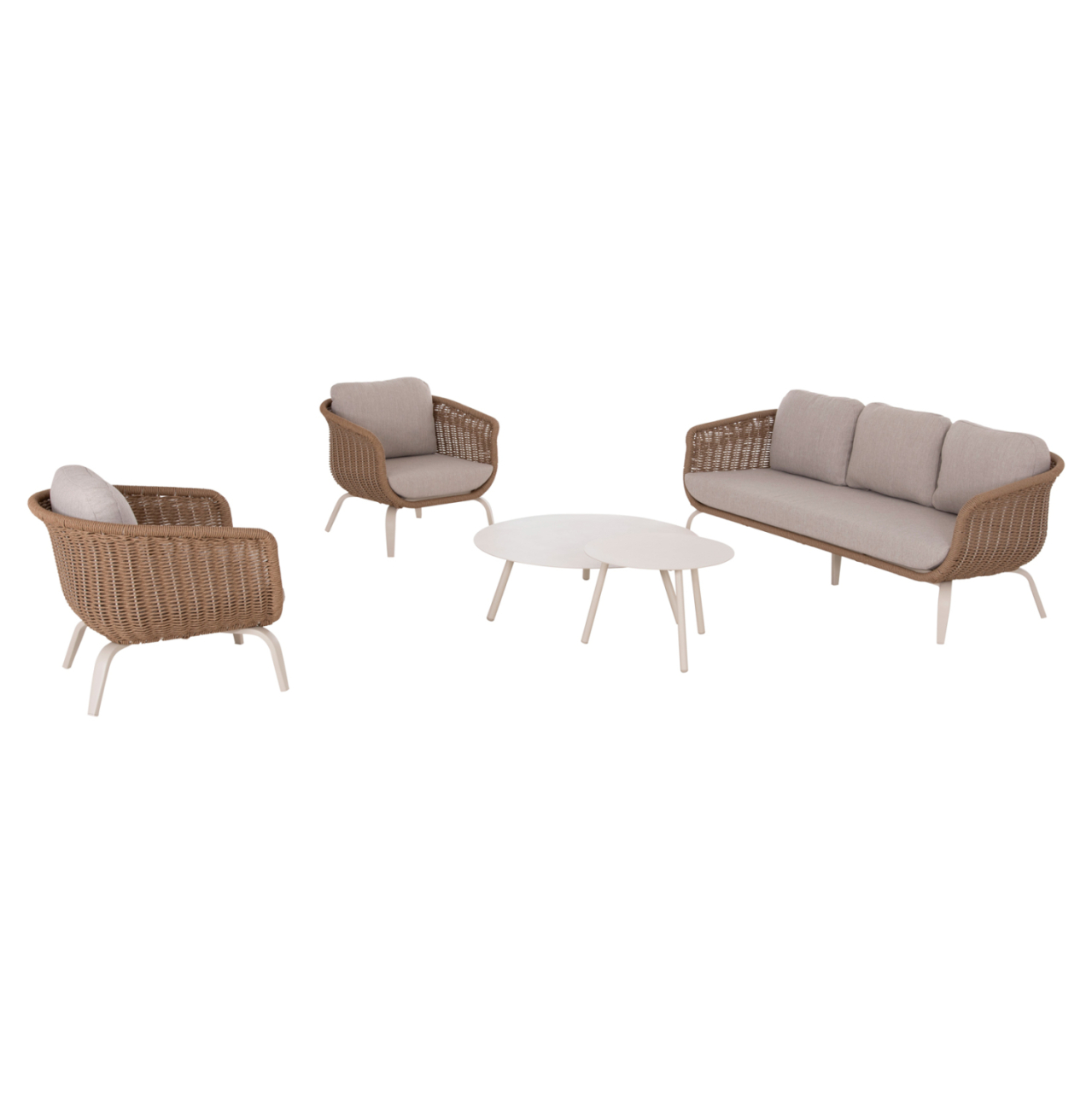 OUTDOOR LOUNGE SET 5PCS STERN HM6555.02 ALUMINUM and OLEFIN IN LIGHT BEIGE--TWIST WICKER IN NATURAL [6]