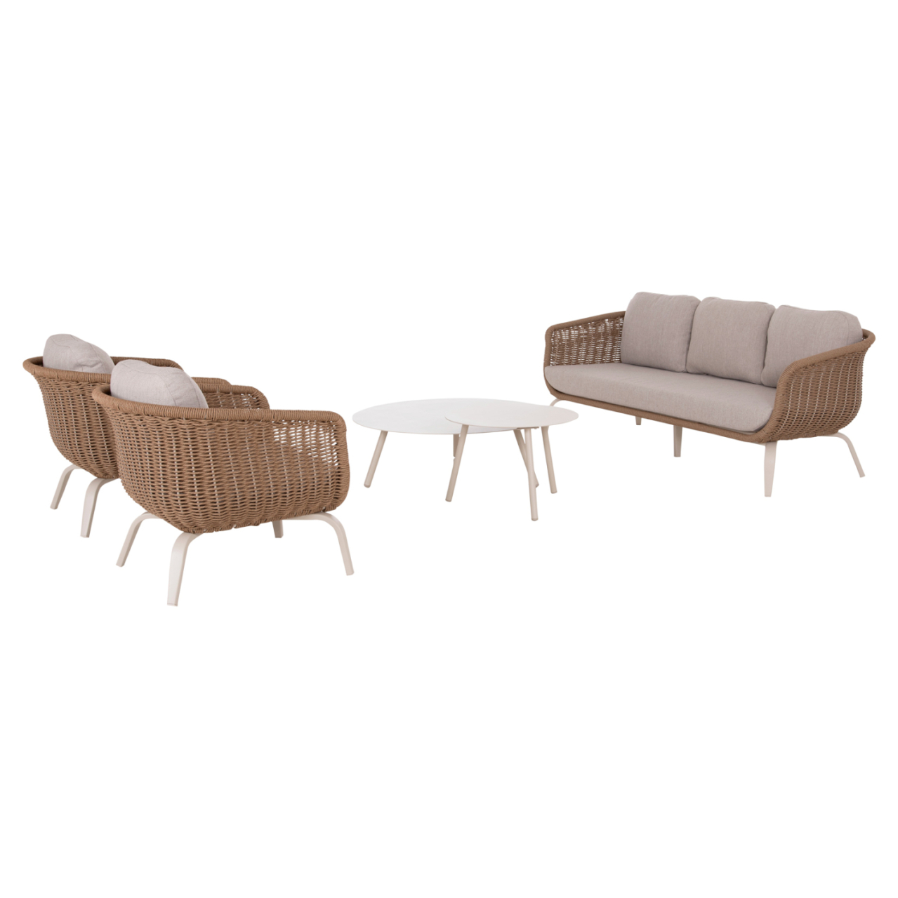 OUTDOOR LOUNGE SET 5PCS STERN HM6555.02 ALUMINUM and OLEFIN IN LIGHT BEIGE--TWIST WICKER IN NATURAL [7]