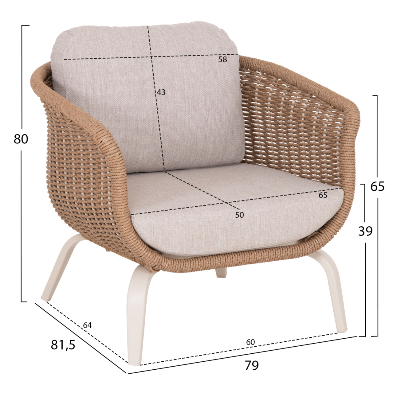 OUTDOOR LOUNGE SET 5PCS STERN HM6555.02 ALUMINUM and OLEFIN IN LIGHT BEIGE--TWIST WICKER IN NATURAL [3]