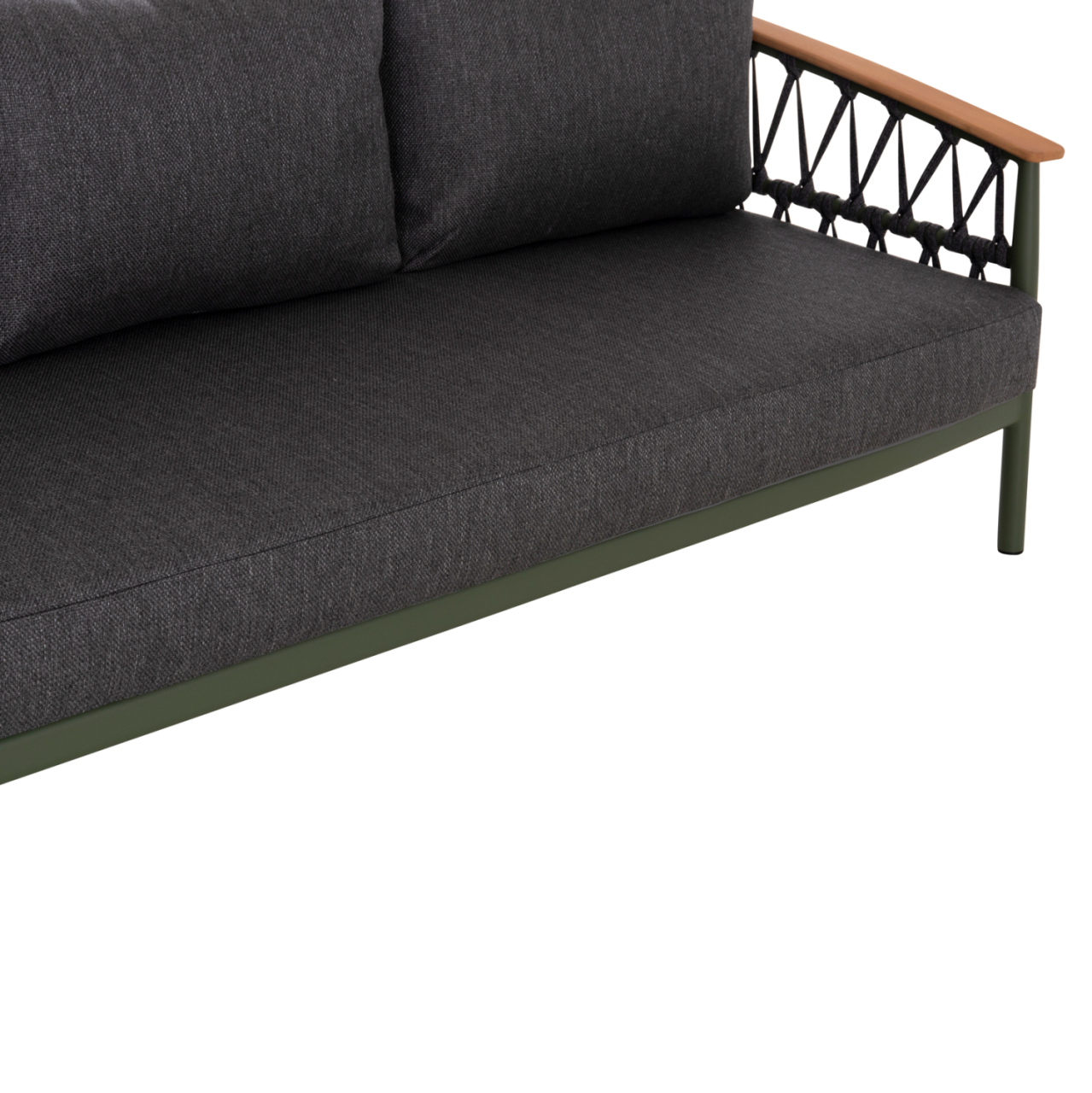 OUTDOOR LOUNGE SET 5PCS STREAM HM6426.07 ALUMINUM IN GREEN-DARK GREY STRAP ROPE and OLEFIN FABRIC [8]