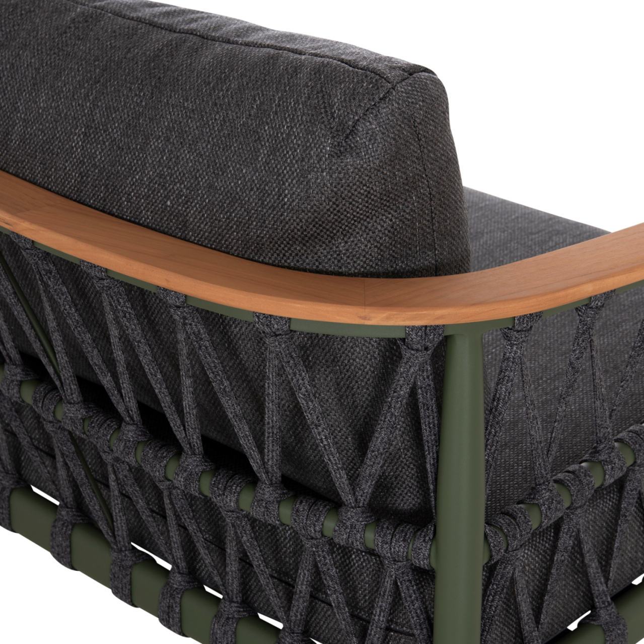 OUTDOOR LOUNGE SET 5PCS STREAM HM6426.07 ALUMINUM IN GREEN-DARK GREY STRAP ROPE and OLEFIN FABRIC [9]