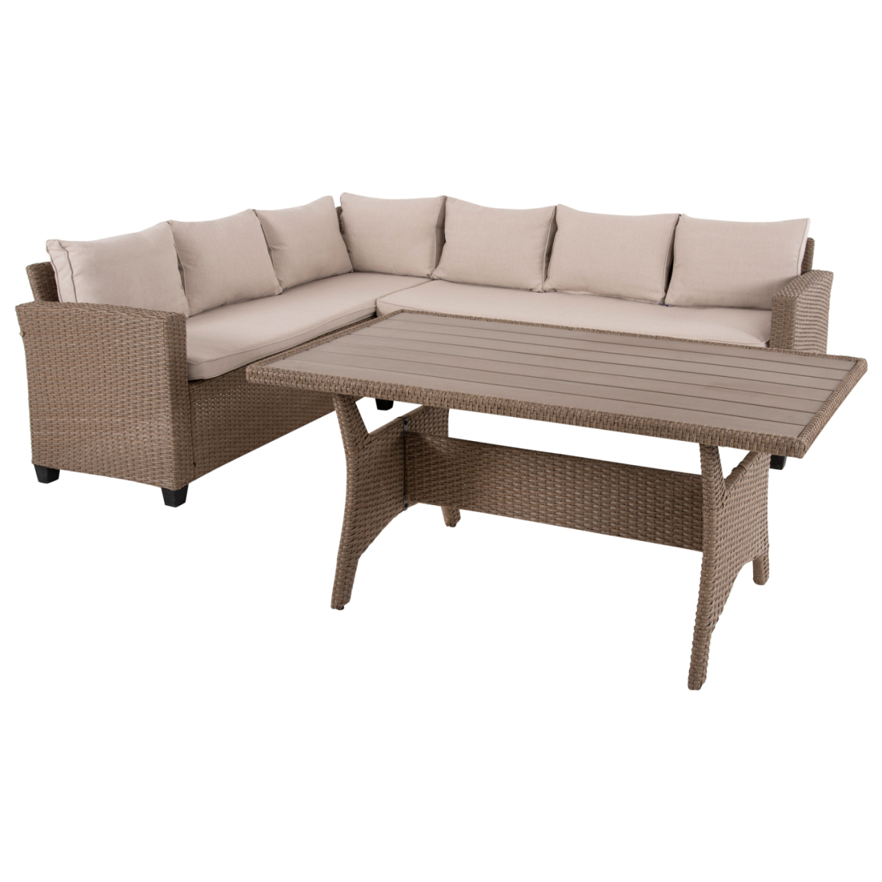 OUTDOOR LOUNGE SET CORNER SOFA and TABLE CARSON HM6078.02 MOCHA SYNTHETIC RATTAN-CUSHIONS-PS WOOD [4]