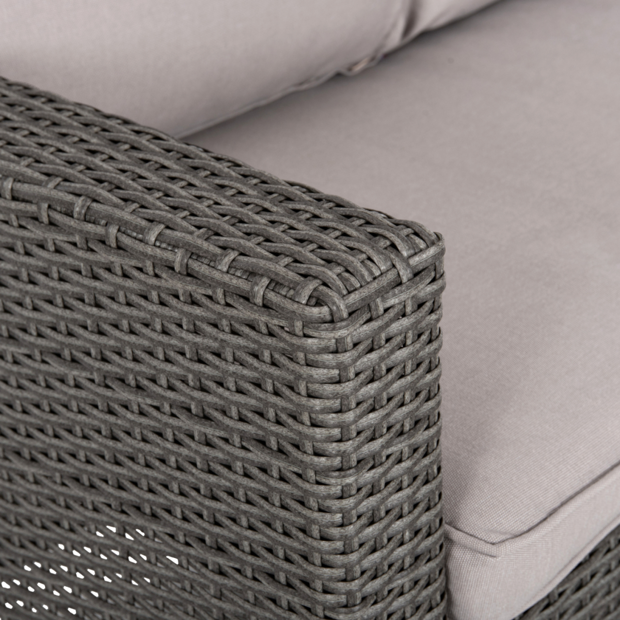 OUTDOOR LOUNGE SET CORNER SOFAandTABLE CARSON HM6078.01 GREY SYNTHETIC RATTAN-CUSHIONS-PS WOOD [6]