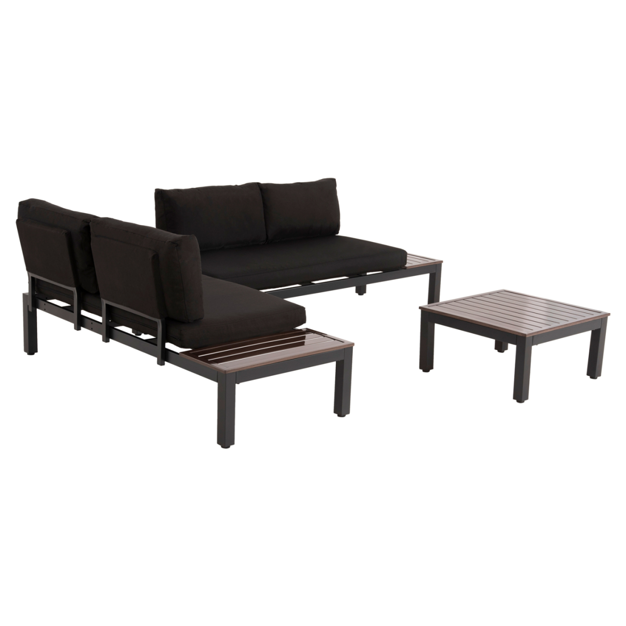 OUTDOOR LOUNGE SET DEX 3PCS POLYMORPHIC HM6090 ALUMINUM IN ANTHRACITE and BROWN-BLACK CUSHIONS [5]