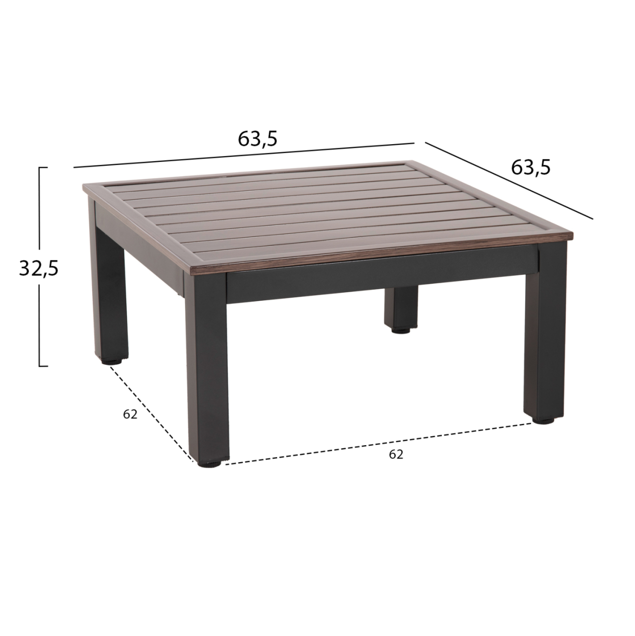 OUTDOOR LOUNGE SET DEX 3PCS POLYMORPHIC HM6090 ALUMINUM IN ANTHRACITE and BROWN-BLACK CUSHIONS [3]