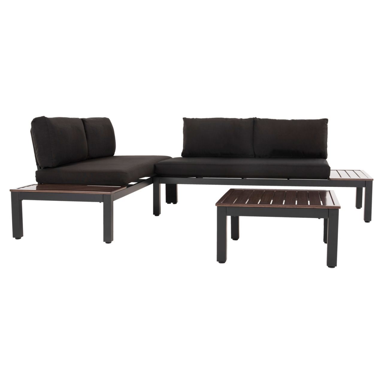 OUTDOOR LOUNGE SET DEX 3PCS POLYMORPHIC HM6090 ALUMINUM IN ANTHRACITE and BROWN-BLACK CUSHIONS [4]