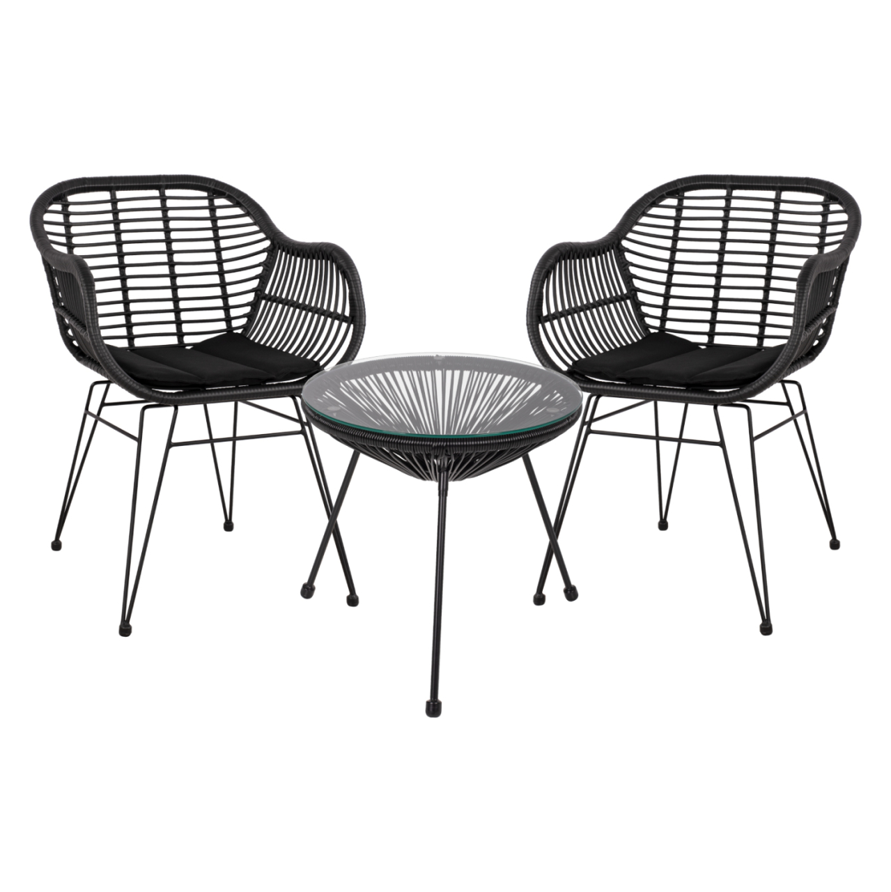 OUTDOOR LOUNGE SET HM11871 3PCS METAL and RATTAN IN BLACK COLOR [1]