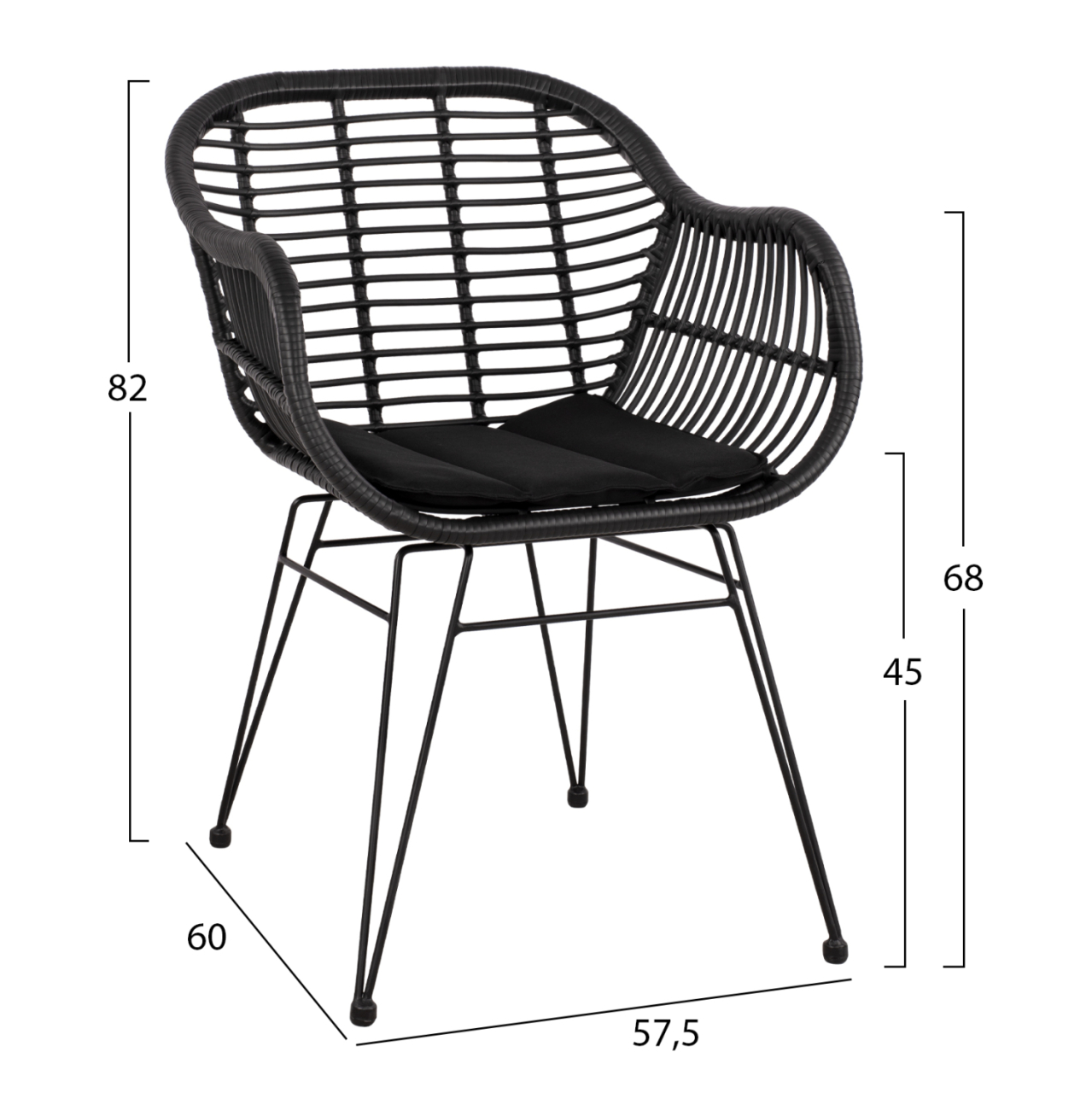 OUTDOOR LOUNGE SET HM11871 3PCS METAL and RATTAN IN BLACK COLOR [2]