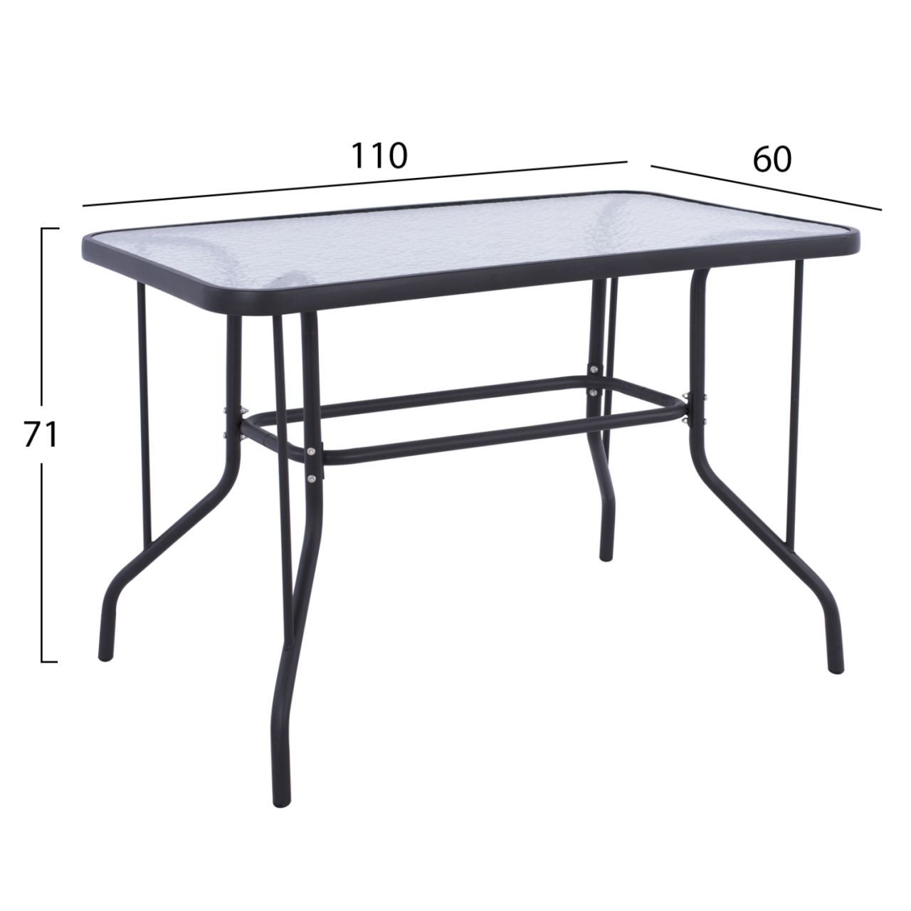 OUTDOOR METALLIC TABLE ADAM HM5020.01 DARK GREY WITH SAFETY GLASS TOP 110Χ60Χ71Hcm. [2]