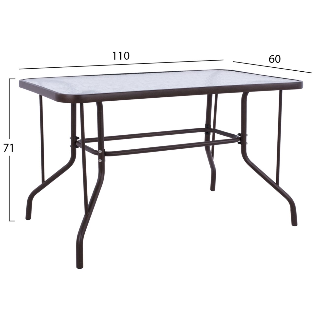 OUTDOOR METALLIC TABLE ADAM HM5020.02 BROWN WITH REINFORCED GLASS TOP 110Χ60Χ71Hcm. [2]
