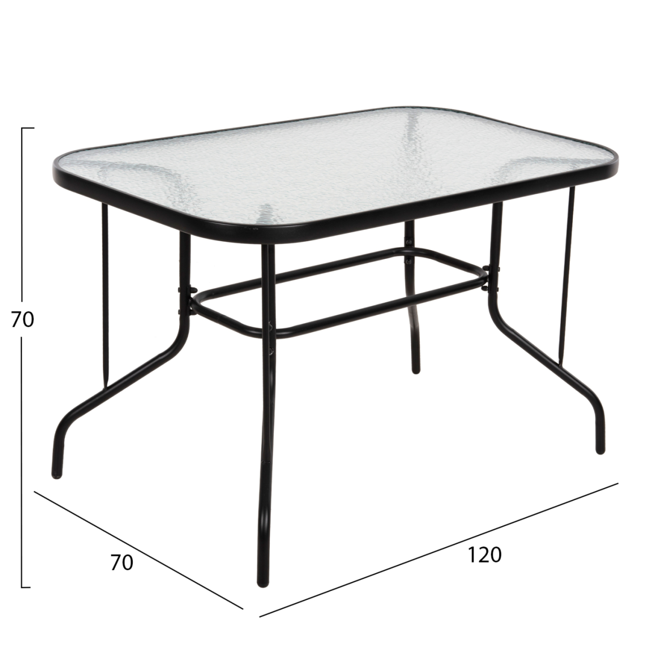 OUTDOOR METALLIC TABLE ADAM HM5679.03 BLACK WITH REINFORCED GLASS TOP 120Χ70Χ70Hcm. [2]