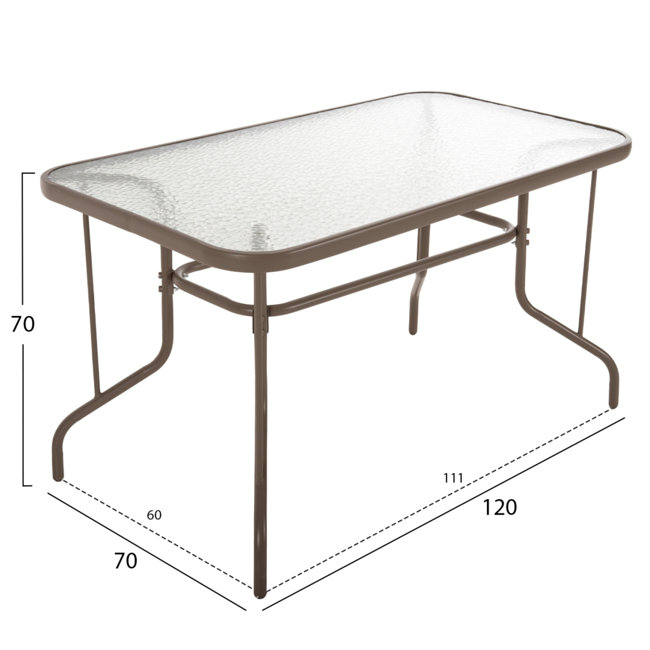 OUTDOOR METALLIC TABLE ADAM HM5679.04 CHAMPAGNE COLOR WITH REINFORCED GLASS TOP 120Χ70Χ71Hcm. [2]