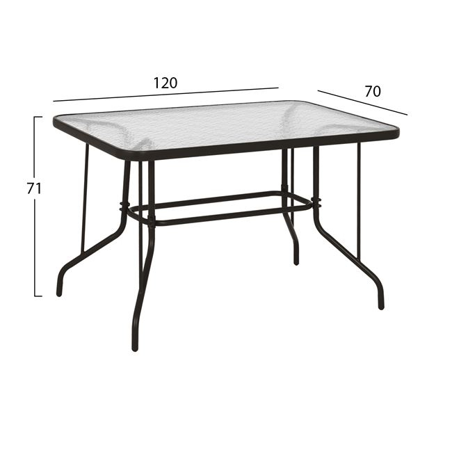 OUTDOOR METALLIC TABLE BROWN HM5679.02 BROWN WITH REINFORCED GLASS TOP 120Χ70Χ71Hcm. [2]