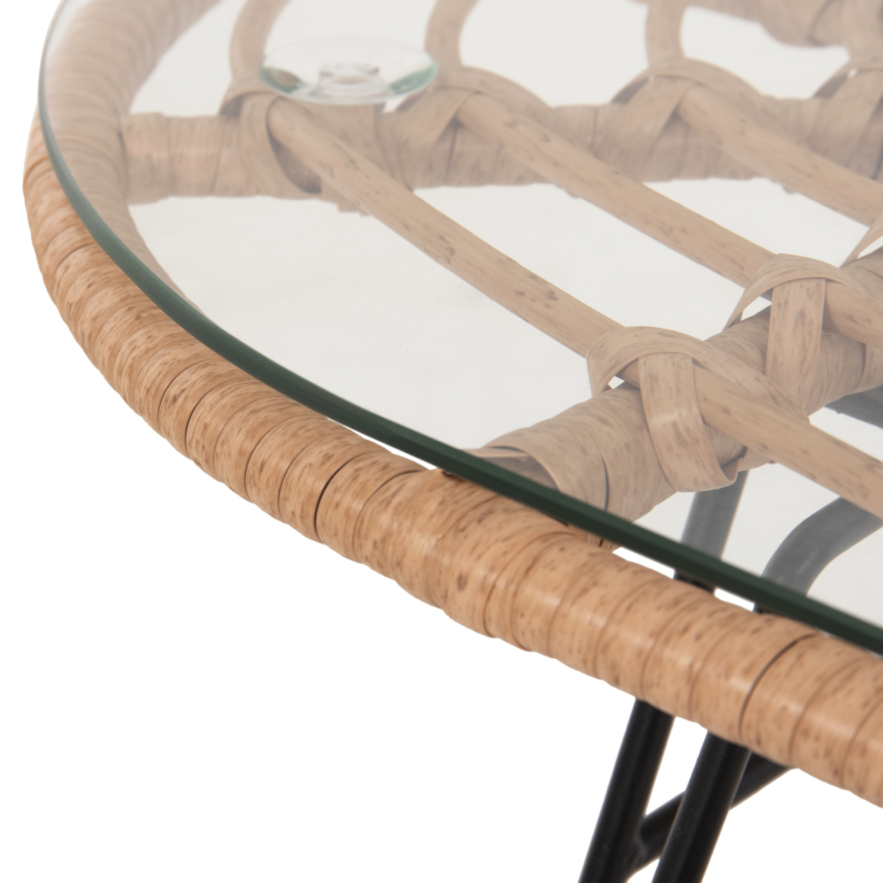OUTDOOR OVAL COFFEE TABLE ALLEGRA HM5695.11 BEIGE WICKER-BLACK METAL 100x45x51,5Hcm. [6]