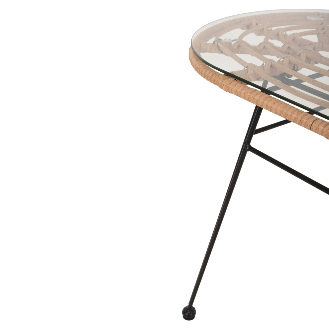 OUTDOOR OVAL COFFEE TABLE ALLEGRA HM5695.11 BEIGE WICKER-BLACK METAL 100x45x51,5Hcm. [7]