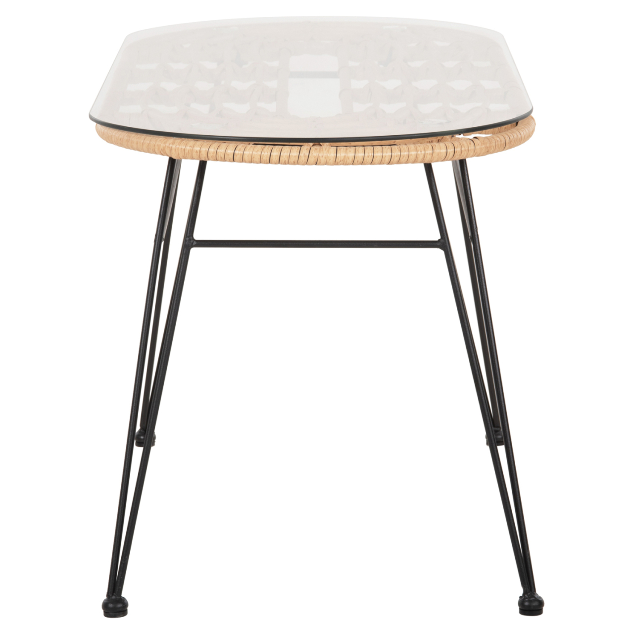 OUTDOOR OVAL COFFEE TABLE ALLEGRA HM5695.11 BEIGE WICKER-BLACK METAL 100x45x51,5Hcm. [4]