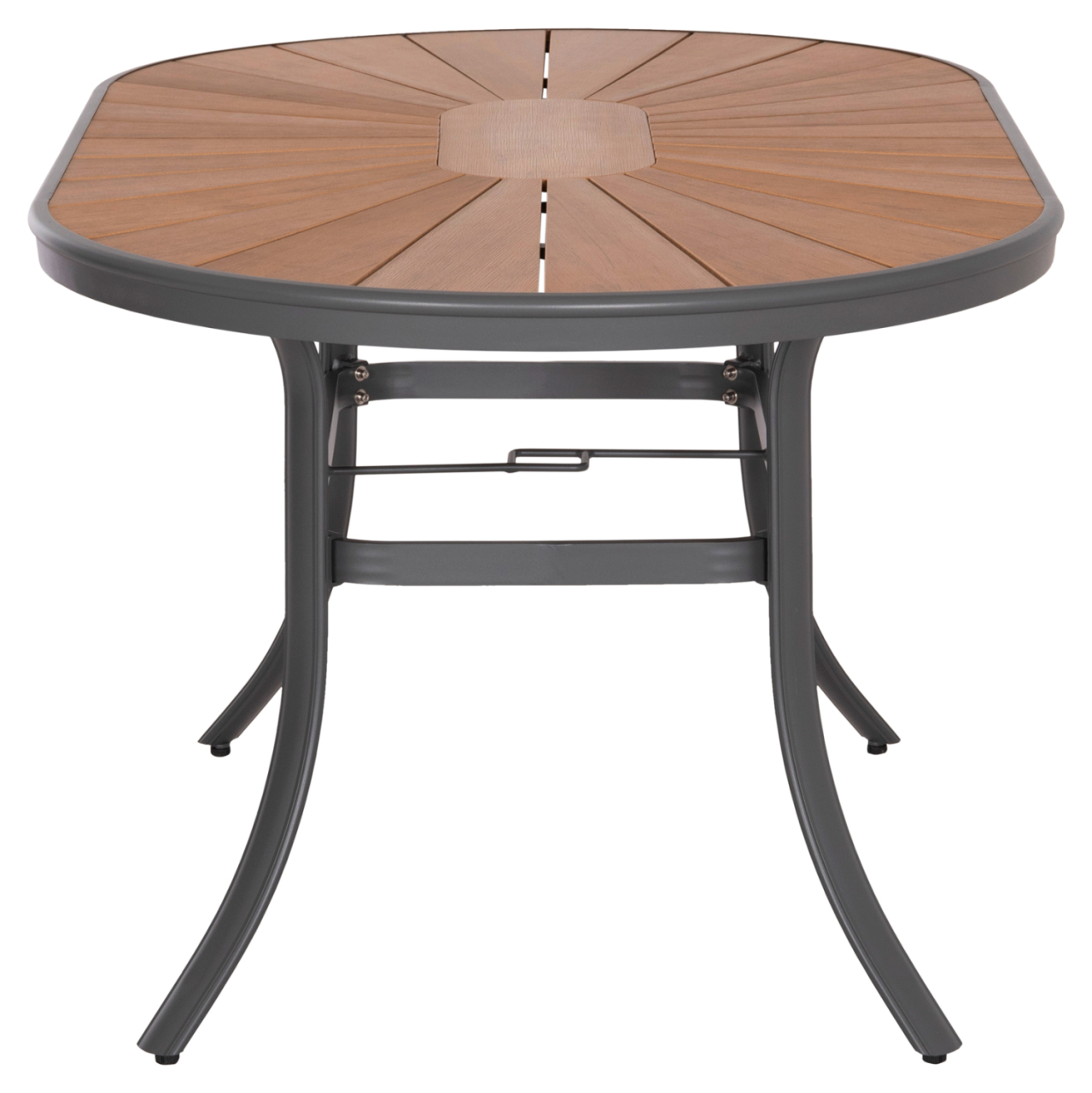 OUTDOOR OVAL DINING TABLE TELAMO HM6288.01 ANTHRACITE ALUMINUM-POLYWOOD IN NATURAL 160x90x73,5Hcm. [4]