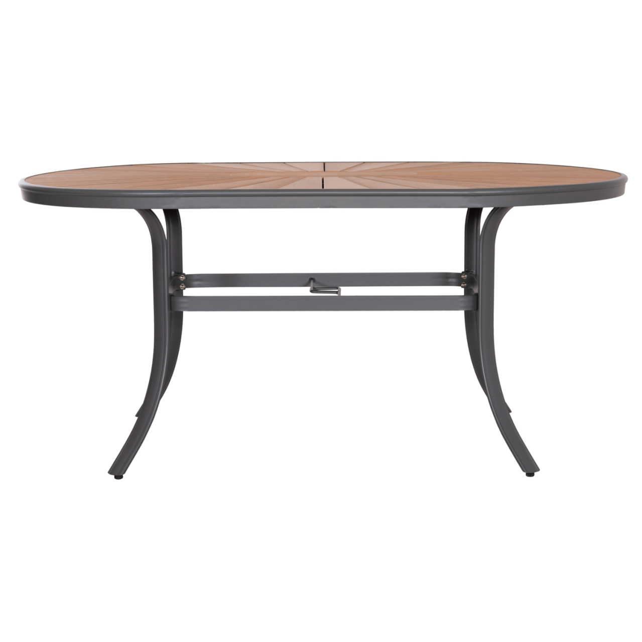 OUTDOOR OVAL DINING TABLE TELAMO HM6288.01 ANTHRACITE ALUMINUM-POLYWOOD IN NATURAL 160x90x73,5Hcm. [3]