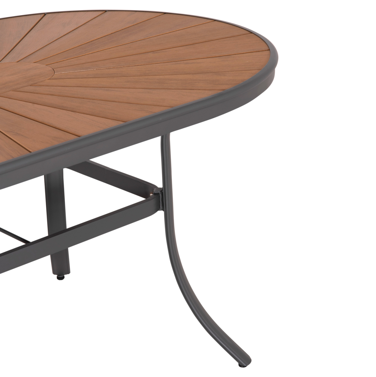 OUTDOOR OVAL DINING TABLE TELAMO HM6288.01 ANTHRACITE ALUMINUM-POLYWOOD IN NATURAL 160x90x73,5Hcm. [5]