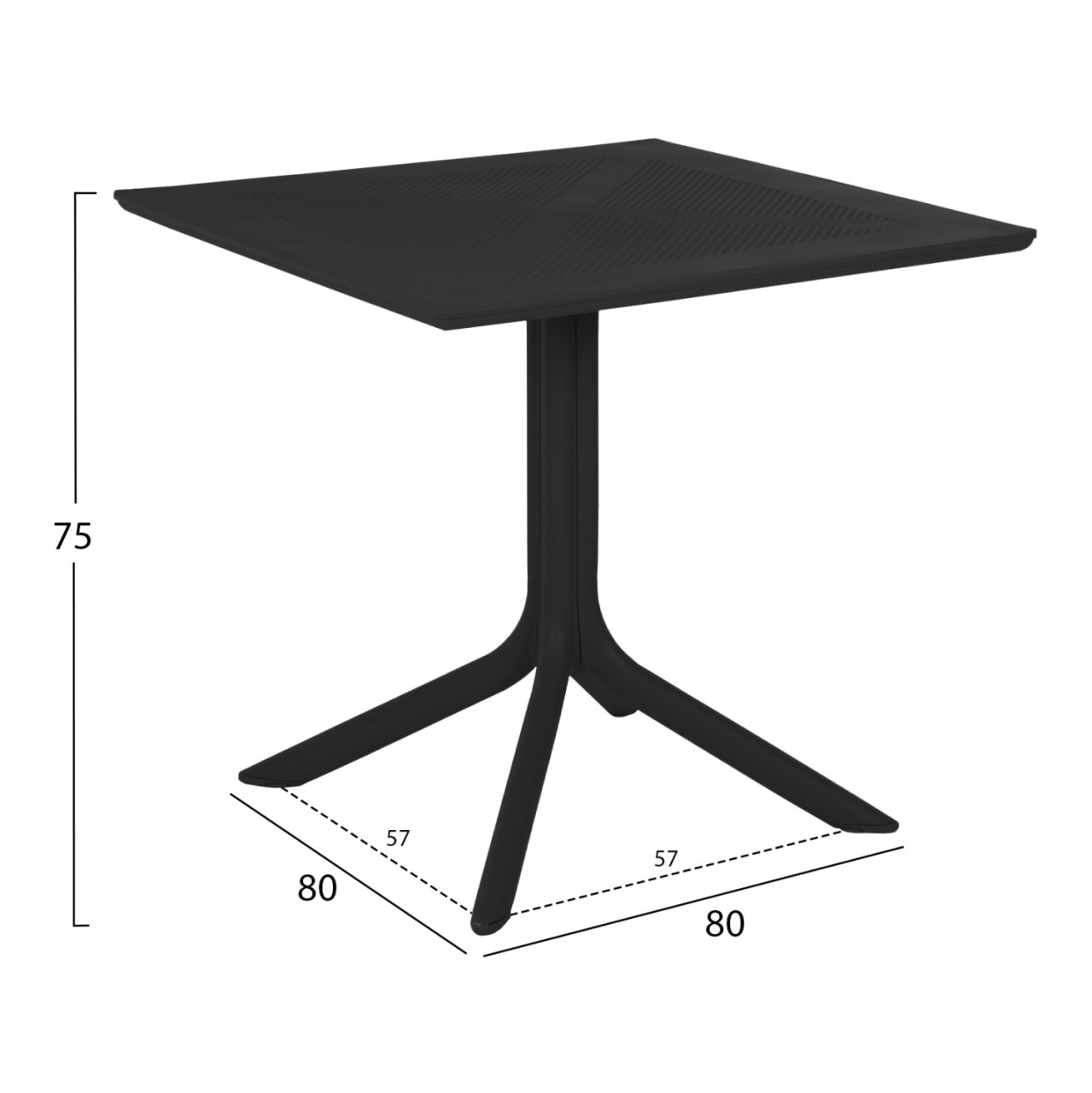 OUTDOOR POLYPROPYLENE SQUARE TABLE LUNAR HM5930.12 BLACK 80x80x75Hcm. [2]