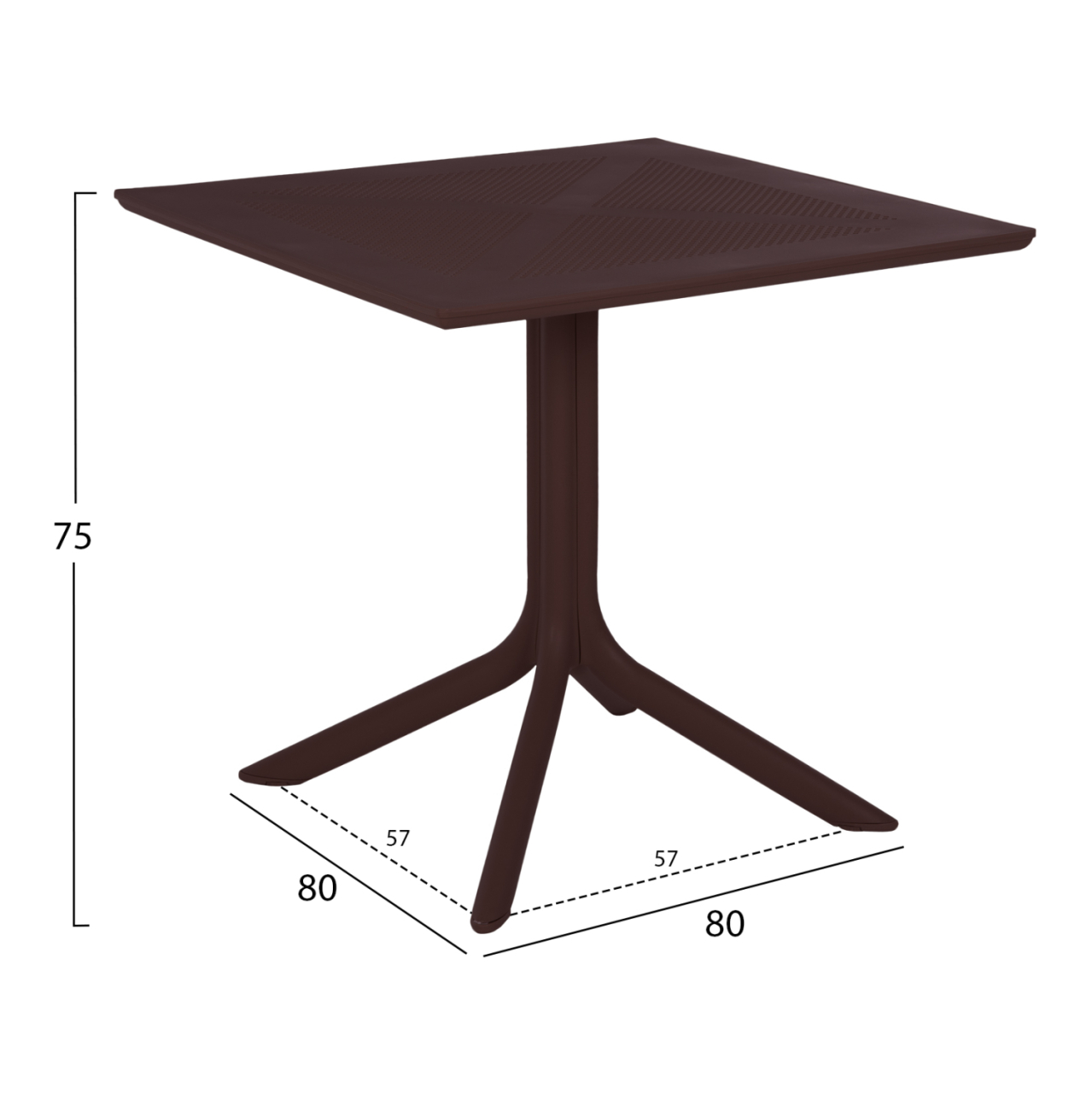 OUTDOOR POLYPROPYLENE SQUARE TABLE LUNAR HM5930.13 BROWN 80x80x75Hcm. [2]