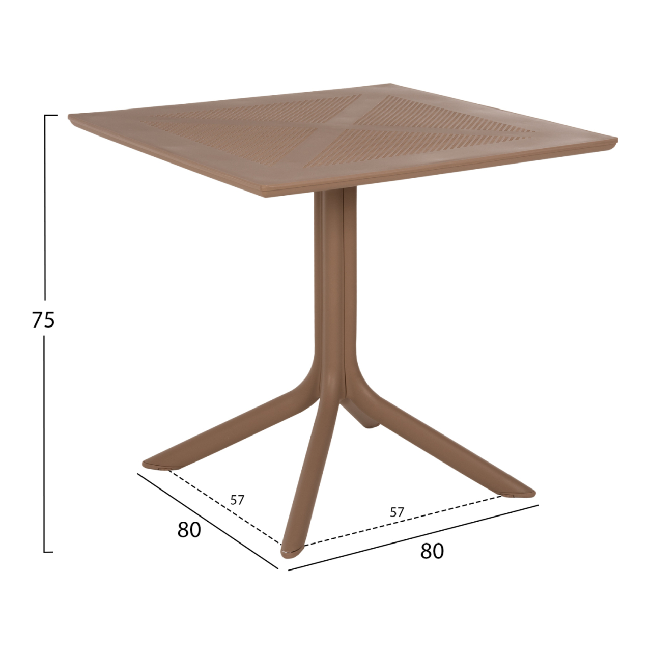 OUTDOOR POLYPROPYLENE SQUARE TABLE LUNAR HM5930.14 CAPPUCCINO 80x80x75Hcm. [2]